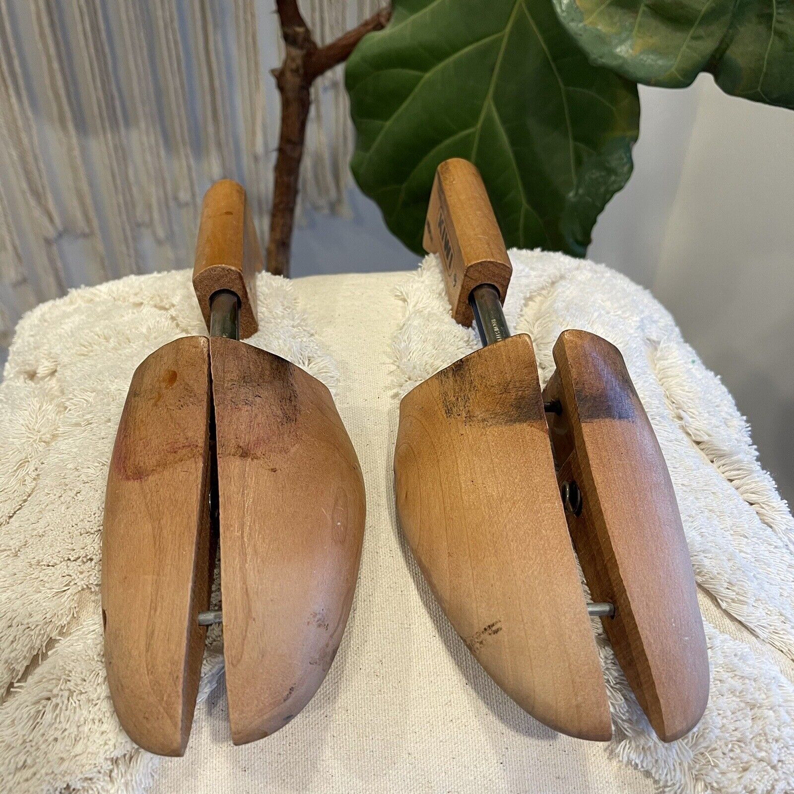 Vintage Wooden Shoe Forms - Antique Metal & Wood Kiwi Medium & McGinness