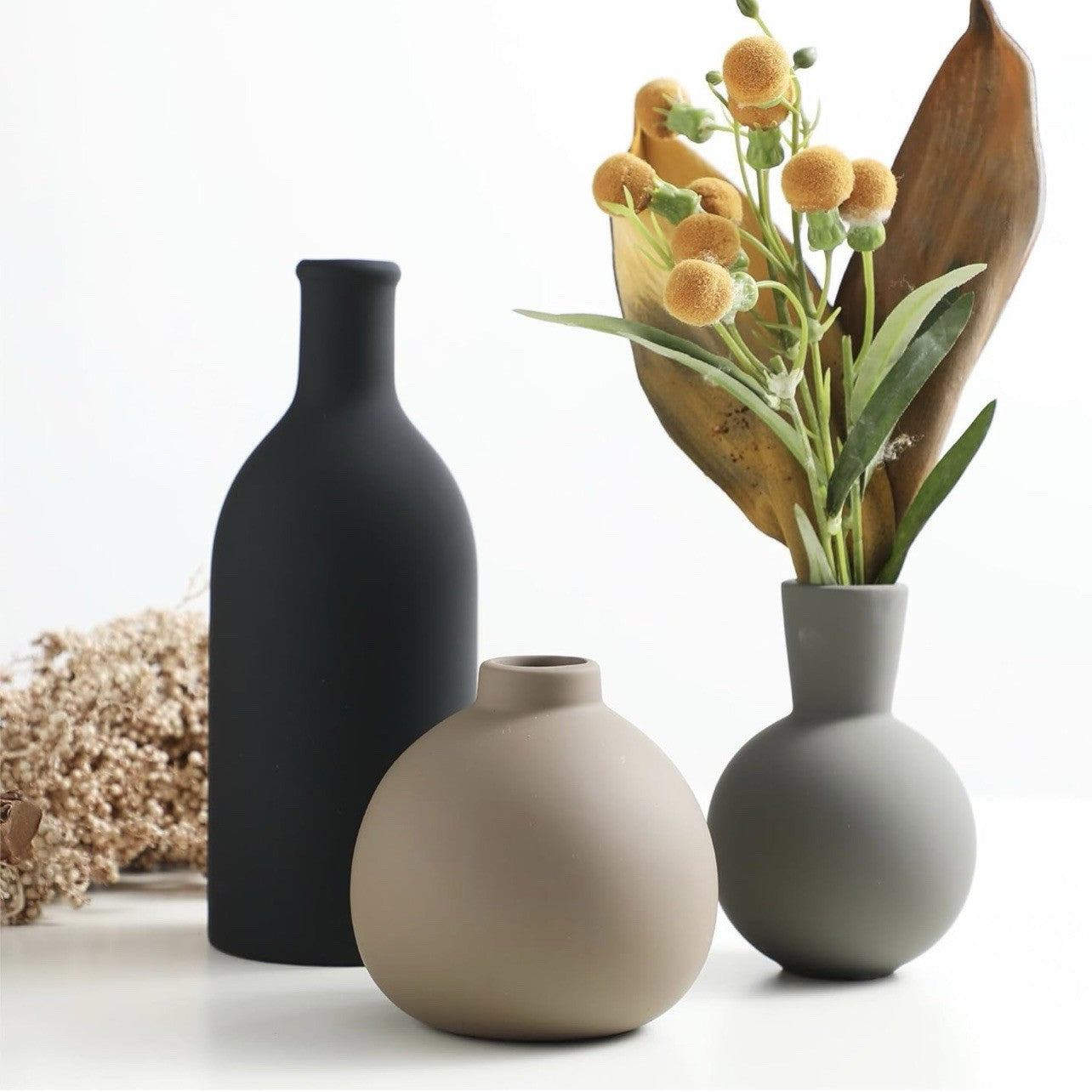 NEW West Elm Ceramic Multicolor Matte Boho Flower Vases (Set of 3) Home Decor