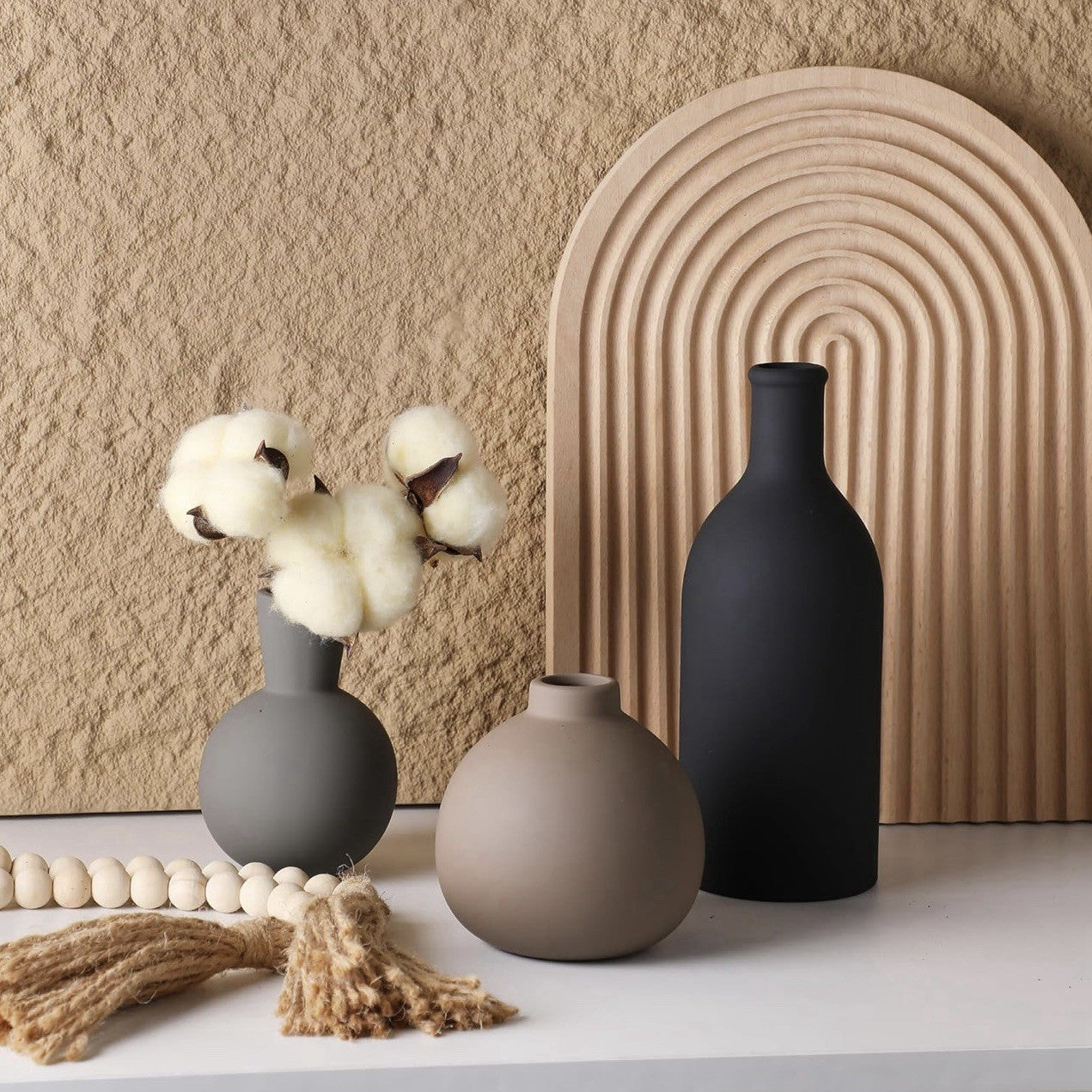 NEW West Elm Ceramic Multicolor Matte Boho Flower Vases (Set of 3) Home Decor