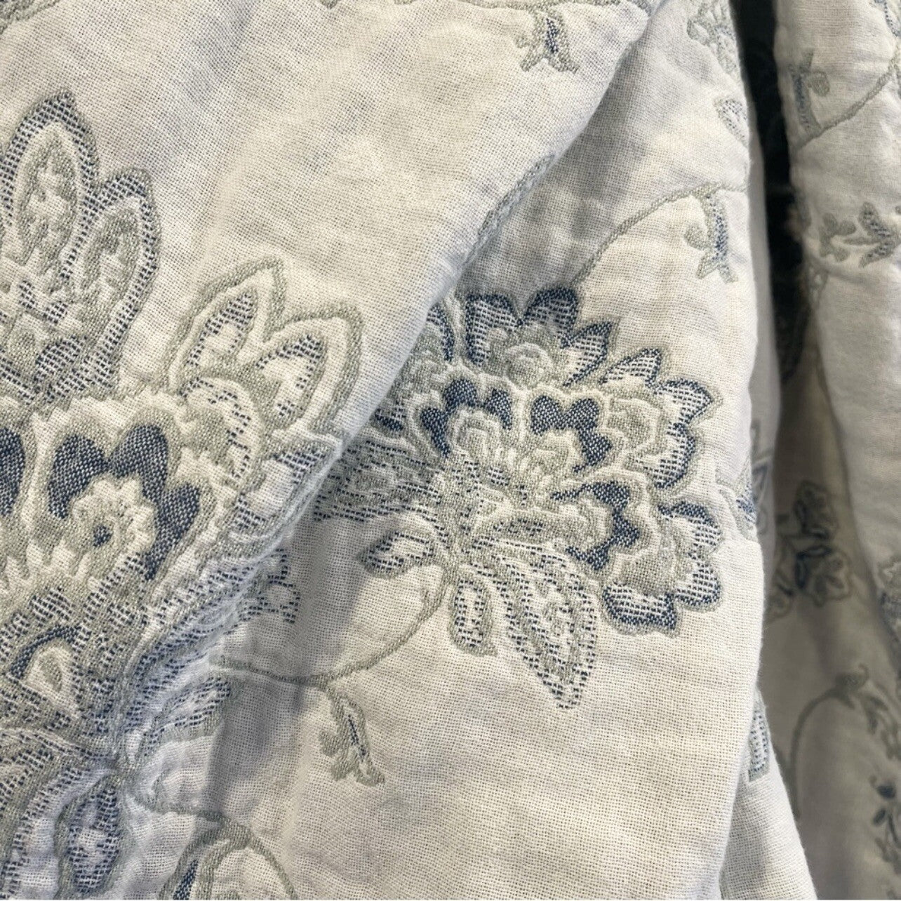 NEW Anthropologie Boho Floral Muslin Reversible Throw Blanket Quilt 60" x 80"