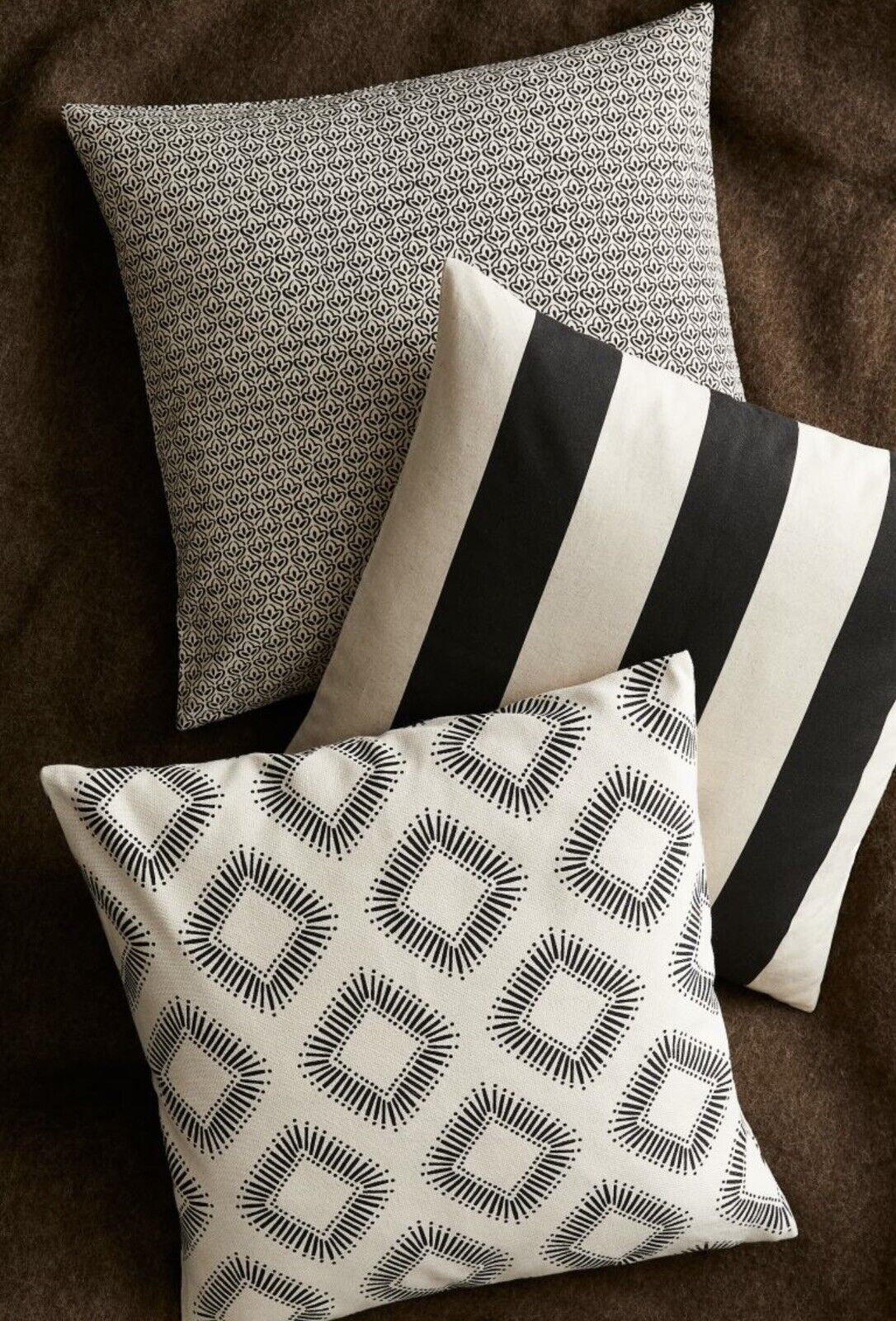 New West Elm Black & White Boho Geometric Throw Pillow Cover Case 20" x 20"