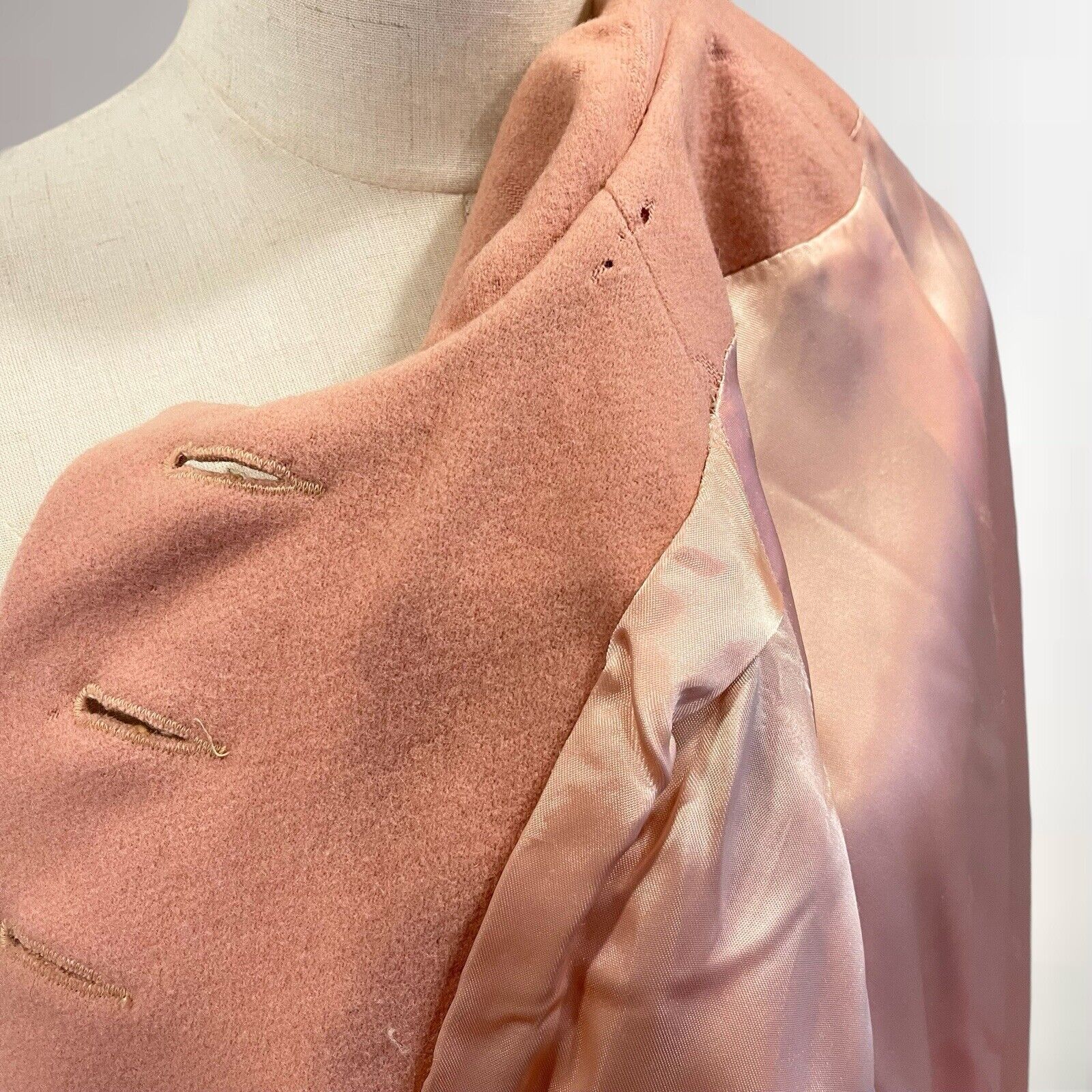 Vintage Lady Barrington Retro Dusty Pink Pea Coat Jacket Sweater - Size Small