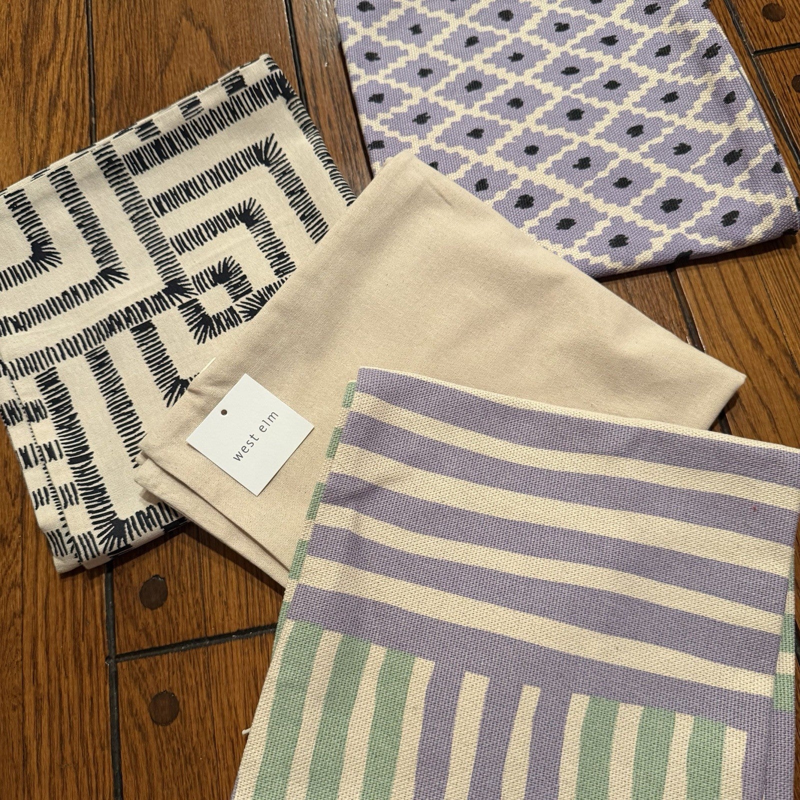 NEW West Elm (Set 4) Multicolor Geometric Boho Throw Pillow Cover Shams 20 x 20