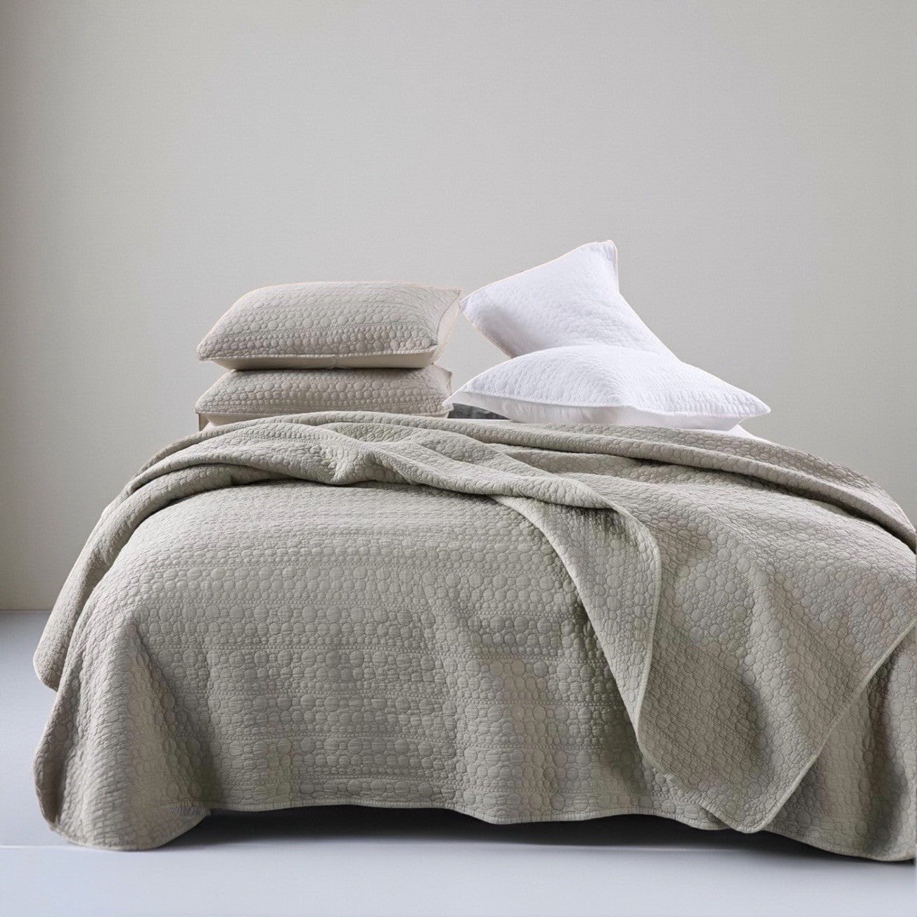 NEW West Elm Beige Stone Print Ultra Soft Queen King Bedding Bedspread Sham Set