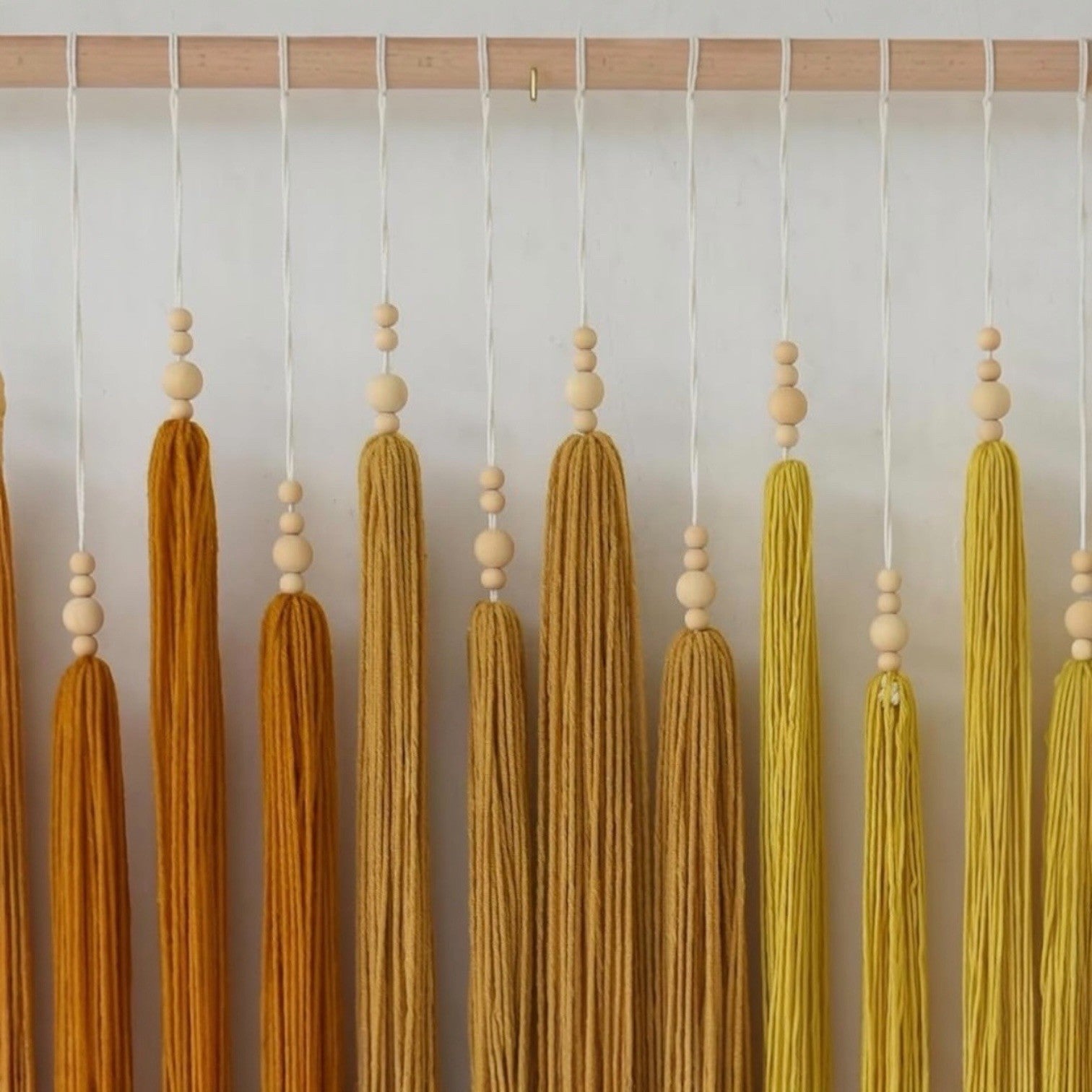 NEW Anthropologie XL Yellow Boho Tapestry Macrame Dyed Yarn Wall Hanging 40 x 45