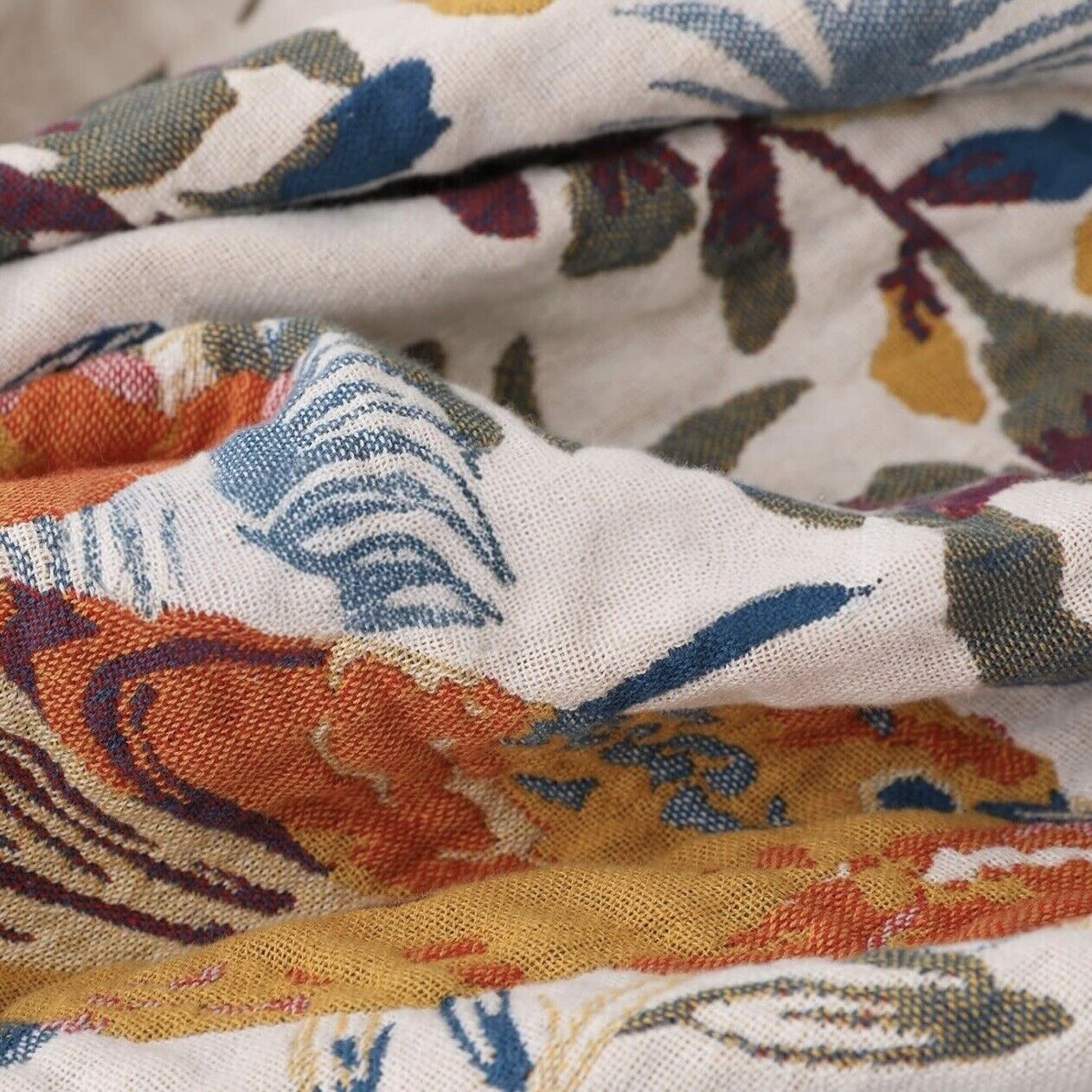 NEW XL Anthropologie Boho Queen Floral Throw Blanket Bedspread Quilt - 80" x 90"