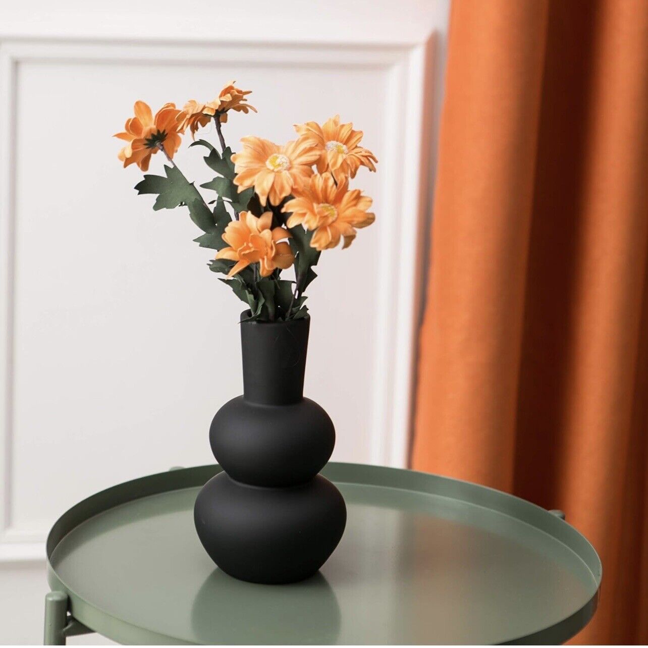 NEW West Elm Large Black Abstract Boho Ceramic Circular Flower Vase Planter