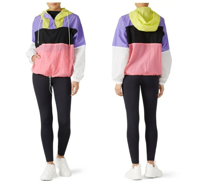 Free People / ASTR Neon Retro Sawyer Windbreaker Jacket Sweatshirt | Size Large