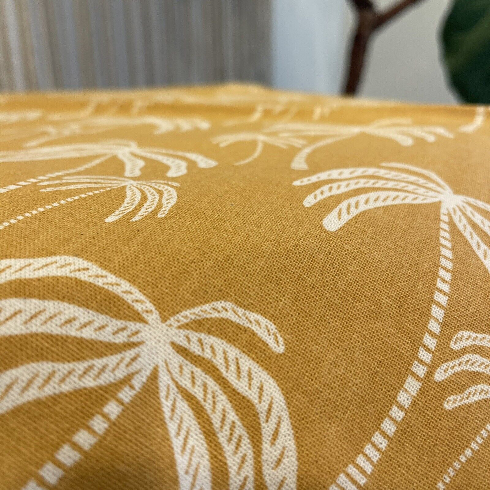 New Anthropologie Yellow Palm Cotton Boho Throw Pillow Cover Case Sham 20 x 20