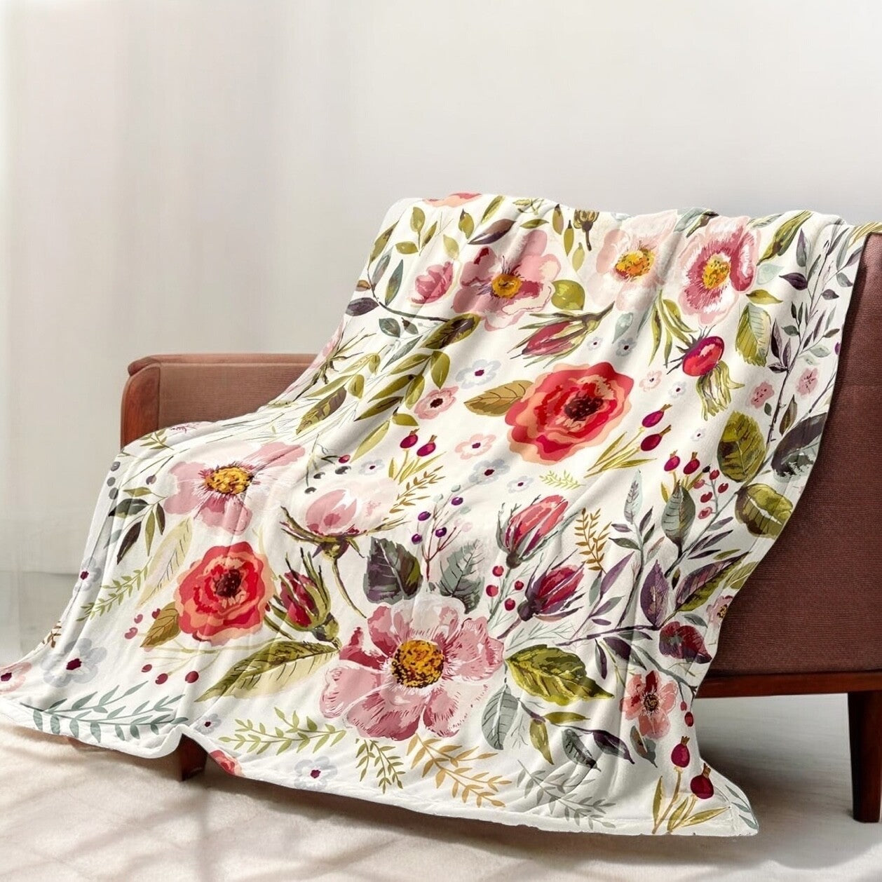 NEW Boho Floral Ultra Soft Fleece Throw Blanket Bedspread Bedding - 80" x 60"