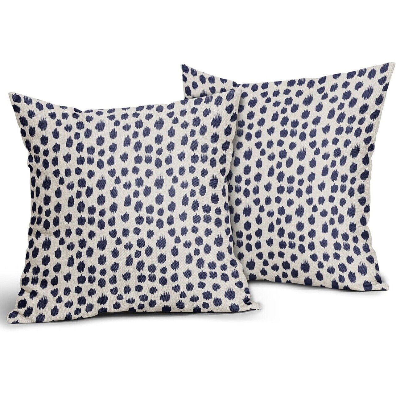 New West Elm Set 2 Navy Blue Boho Embroidered Throw Pillow Case Cover Sham 18x18