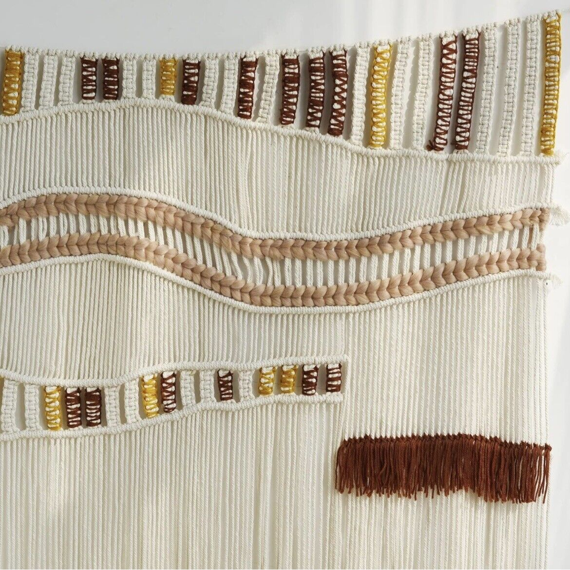 Anthropologie XL Boho Tapestry Macrame Woven Dyed Yarn Tassel Wall Hanging - 48"