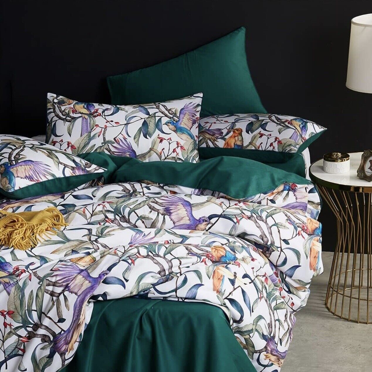 NEW Anthropologie Multicolor Botanical Boho King Bedding Duvet Sham Case Set