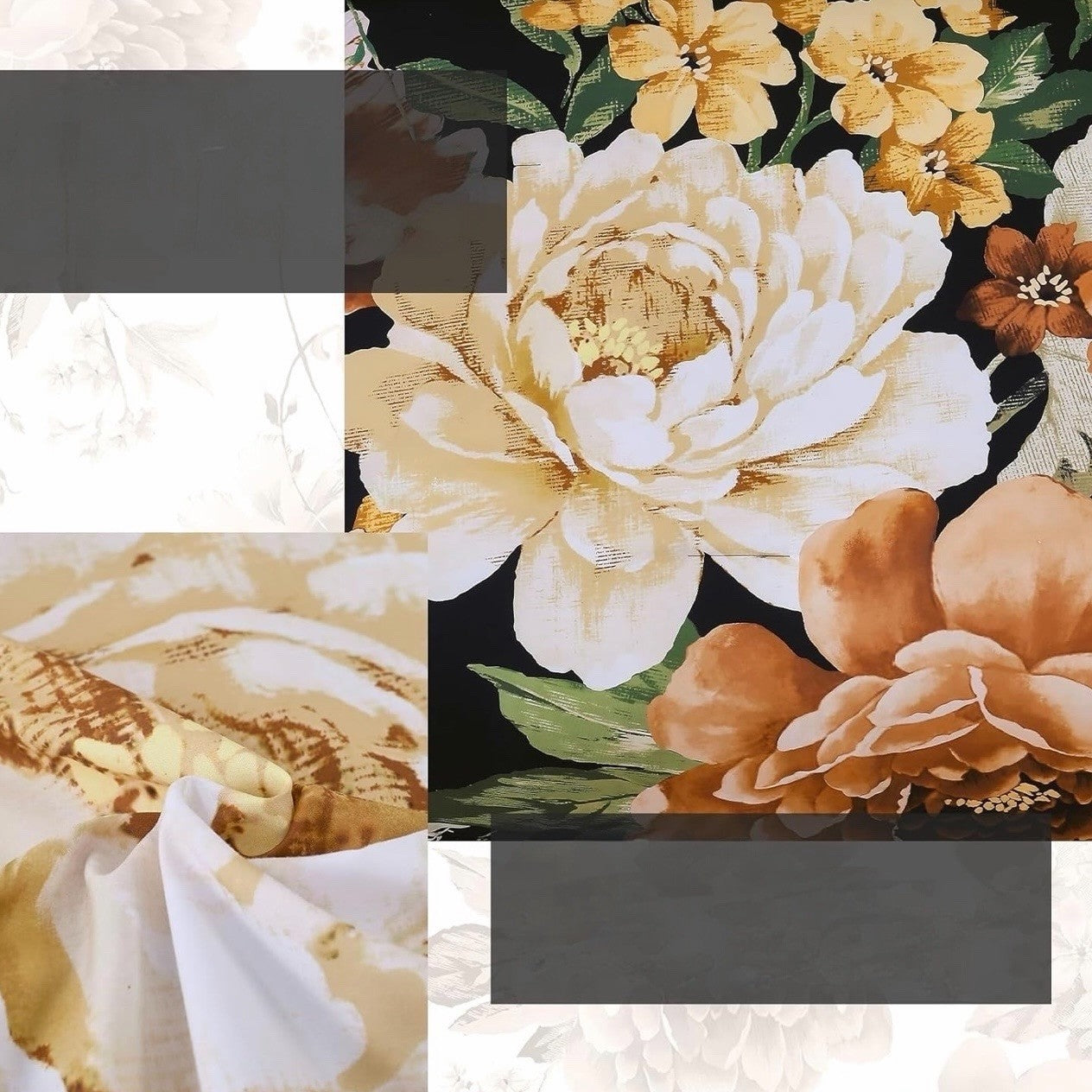 NEW Anthro 7 Piece Black Floral Boho Queen / King Bedding Comforter & Sham Set