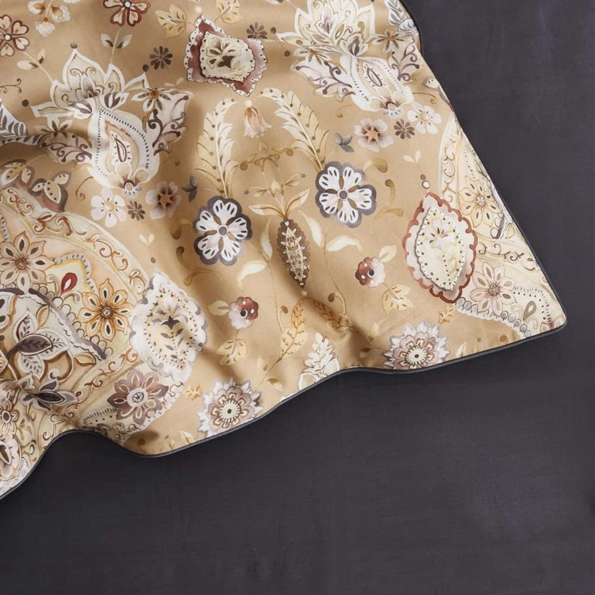 NEW West Elm Beige Floral Damask Paisley Queen / King Bedding Duvet & Sham Set
