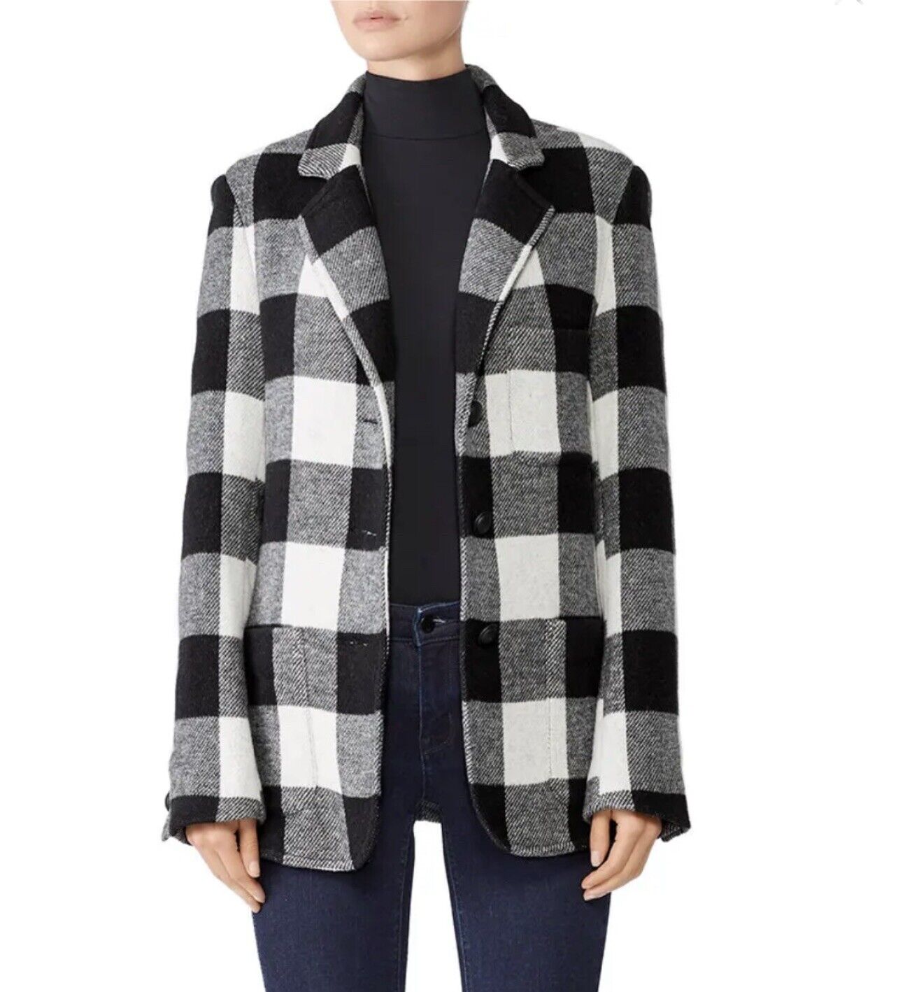 Fifteen Twenty Designer Womens Buffalo Plaid Blazer Suit Jacket Coat - Medium