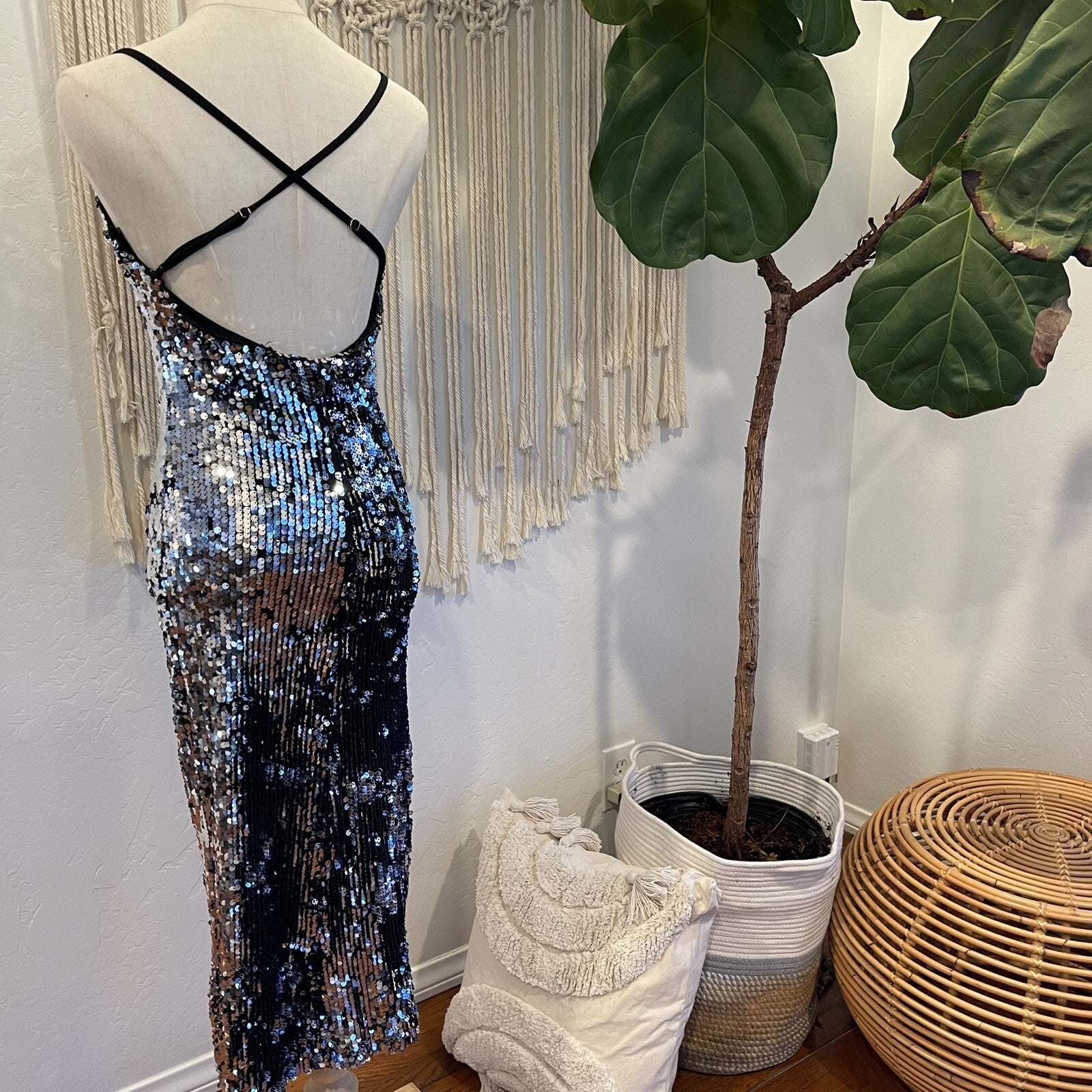 Anthropologie / Cosmopolitan DTP Blue Sequin Party Cocktail Dress - Size Medium