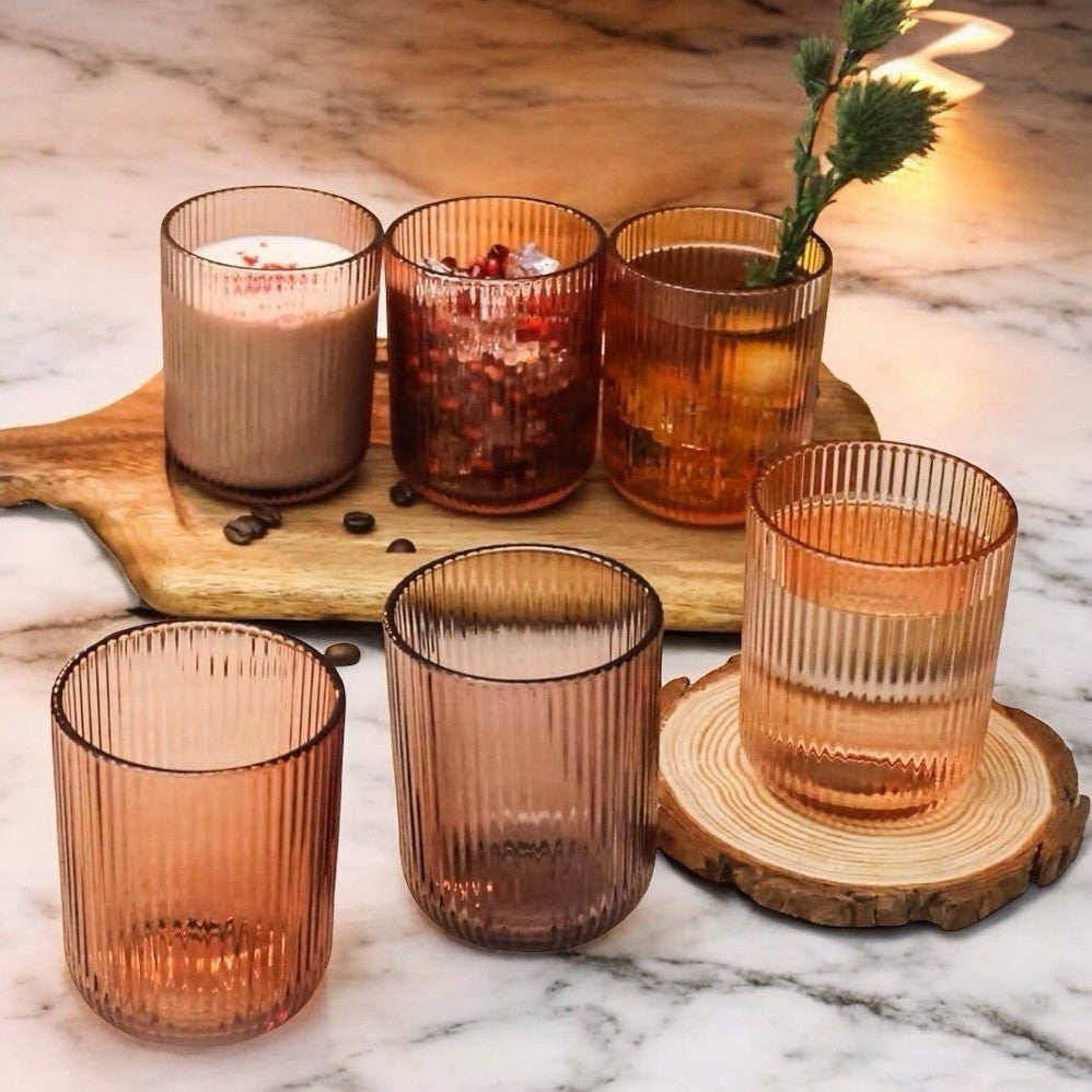 NEW Anthropologie (Set of 6) Colorful Stemless Wine Water Glasses Drinkware Cups