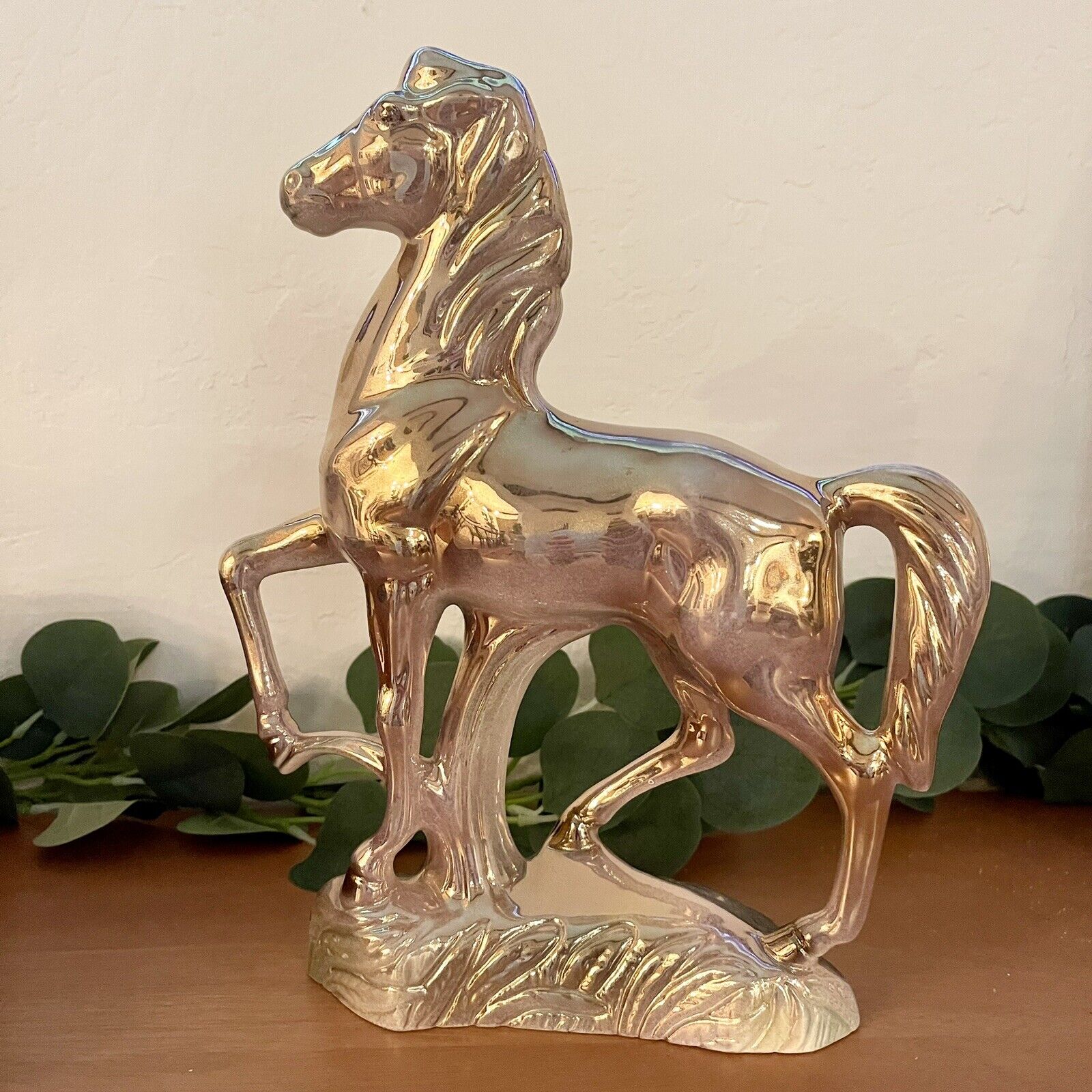 Vintage Stewart B. McCulloch Iridescent Glass Horse Pony Figurine Statue 1940's