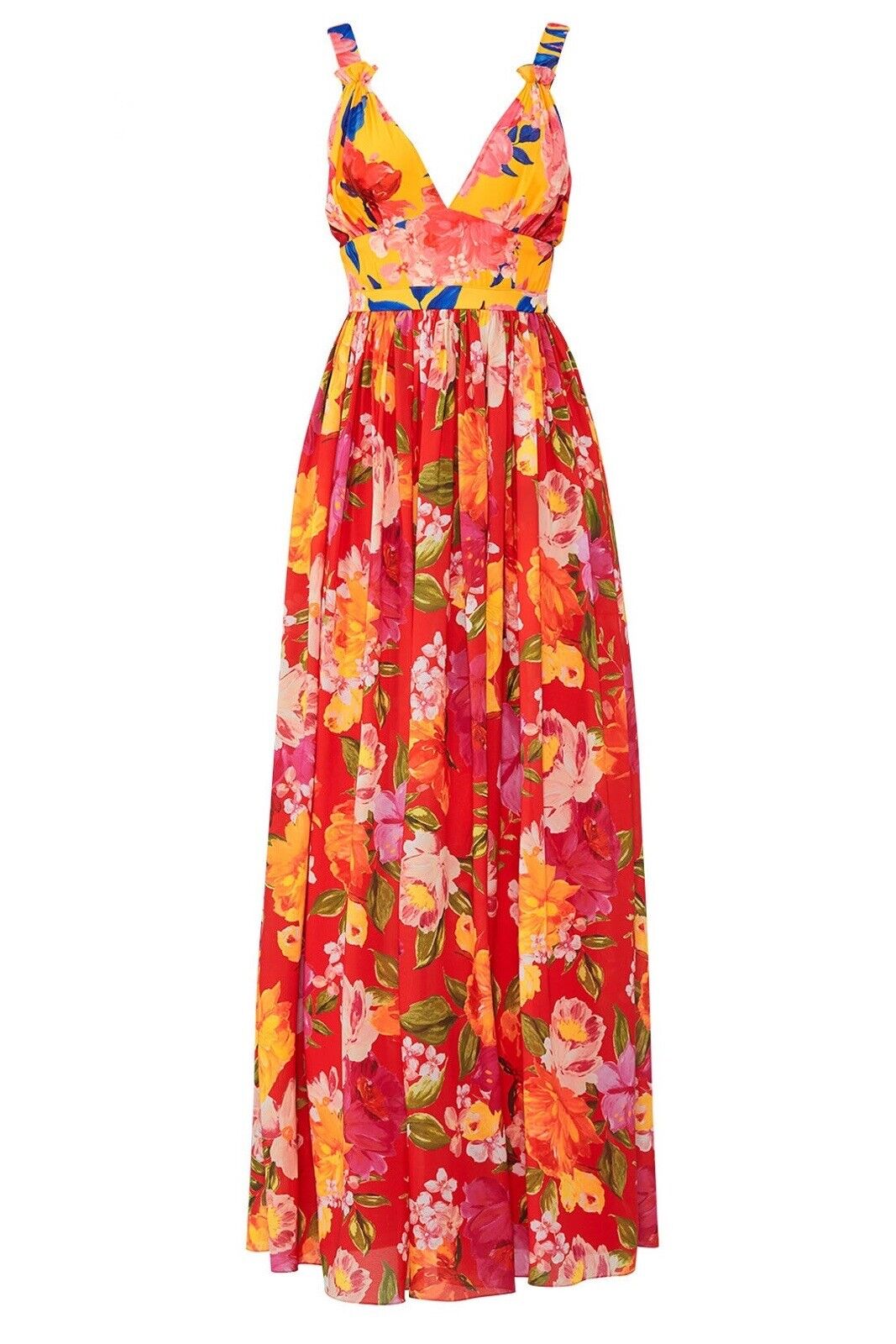 Ronny Kobo Floral Multicolor Boho Crepe Sallee Maxi Gown Dress - Size Large / XL