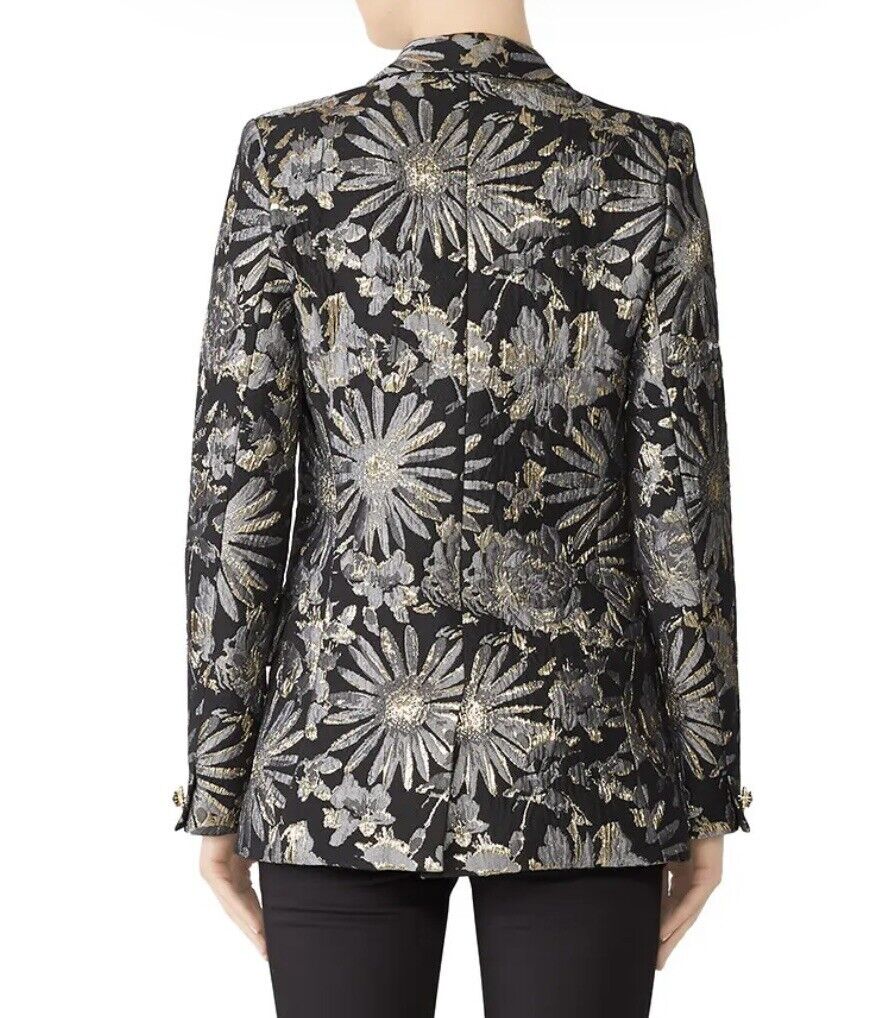 Trina Turk Black & Gold Metallic Floral Vedutta Blazer Jacket Coat - Medium / 8