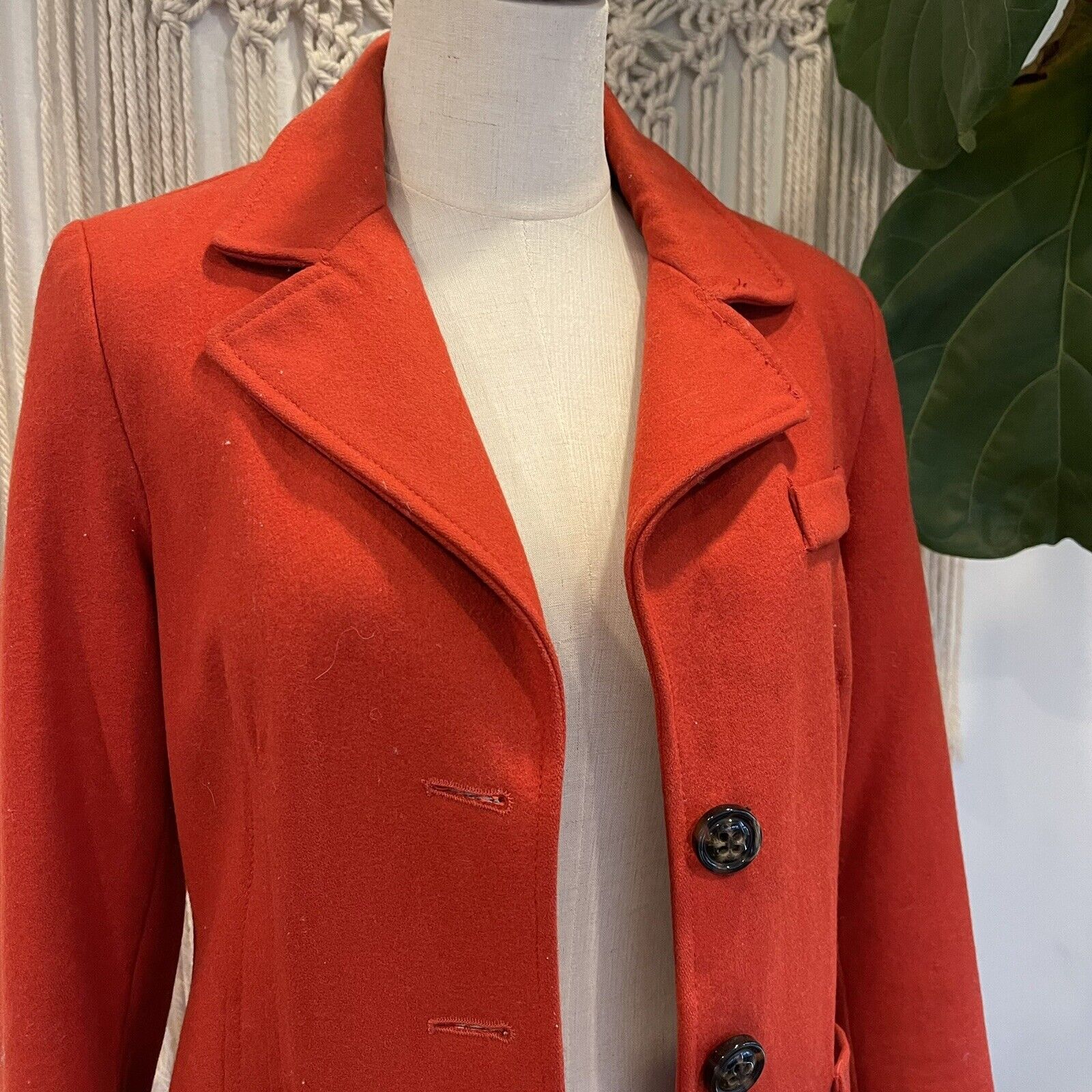 Victoria's Secret / Moda International Red Wool Trench Coat Jacket | Size Small 