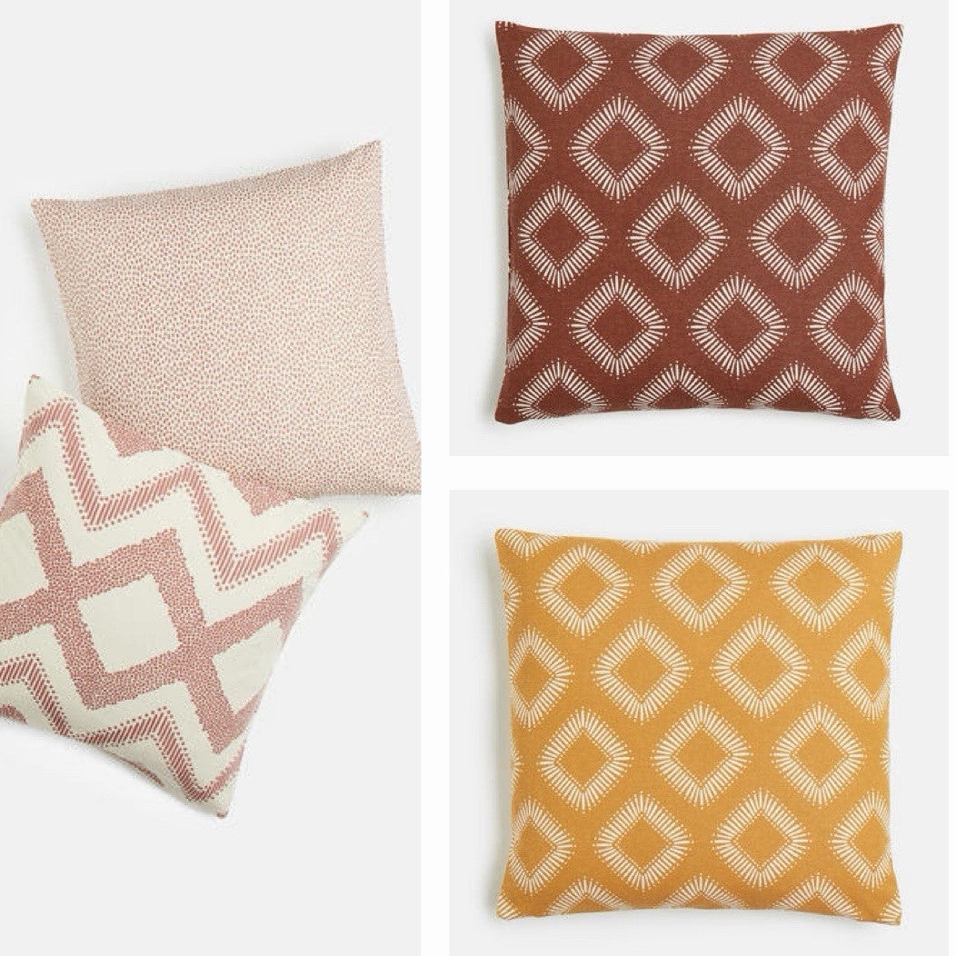 NEW West Elm (Set 4) Red Yellow Geometric Boho Throw Pillow Cover Shams 20 x 20