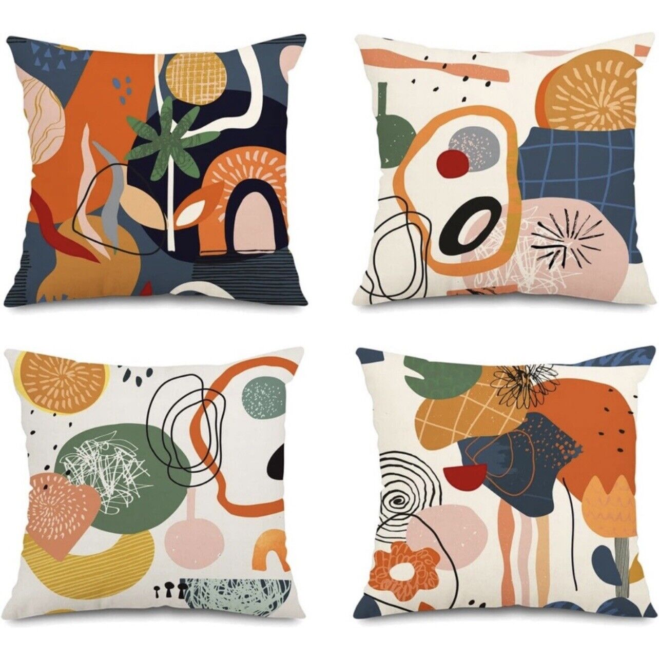 New Anthropologie (Set / 4) Boho Abstract Throw Pillow Cover Case Sham Set 18"