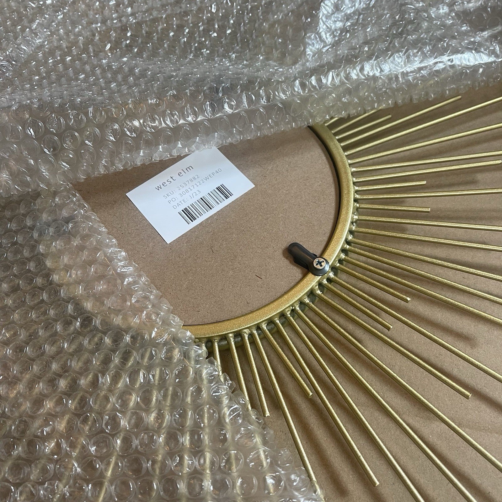 NEW West Elm Gold Retro Starburst Mid-Century Modern Hanging Wall Mirror - 24"