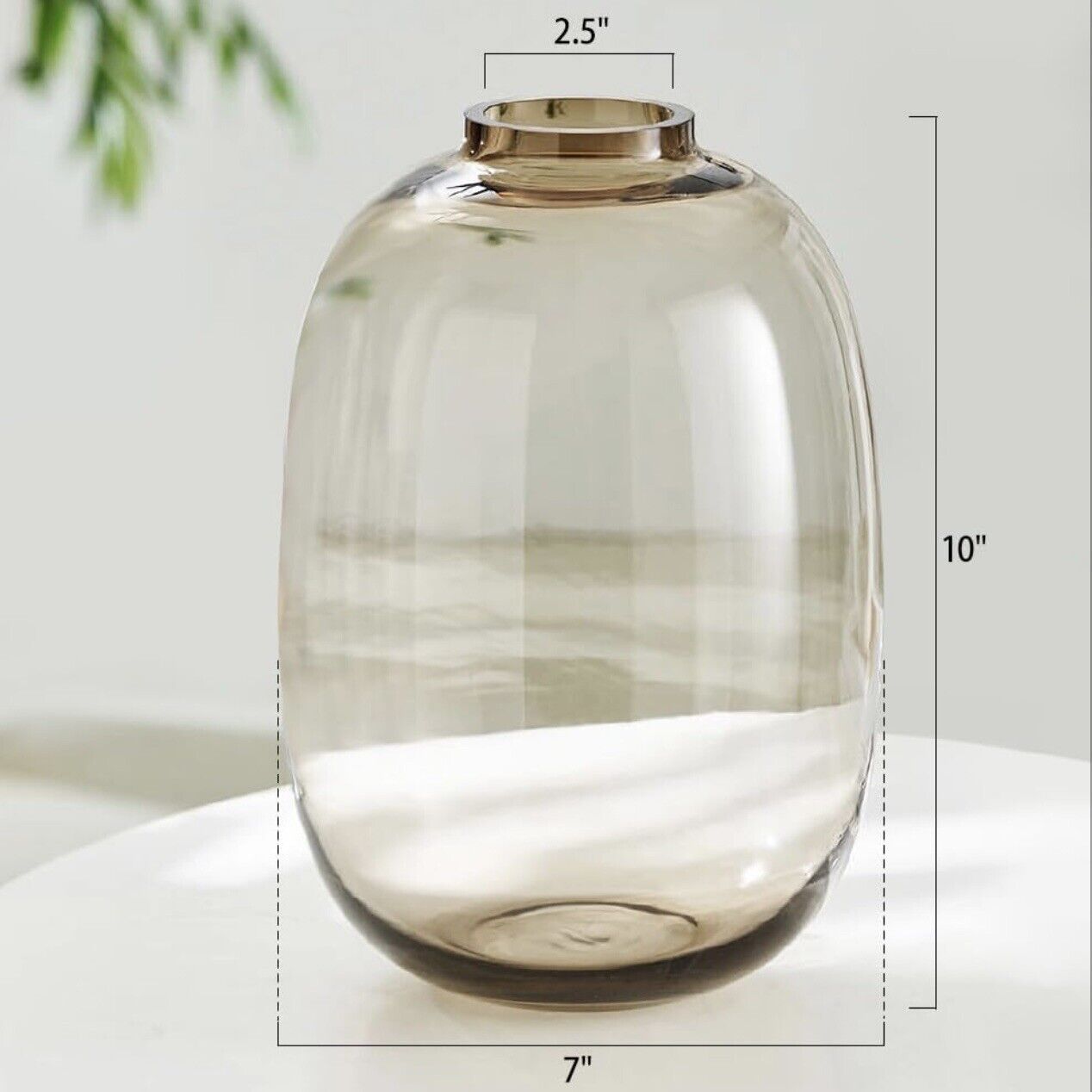 NEW West Elm XL Boho Brown Smoke Glass Oval Branch Flower Vase Home Décor - 10”