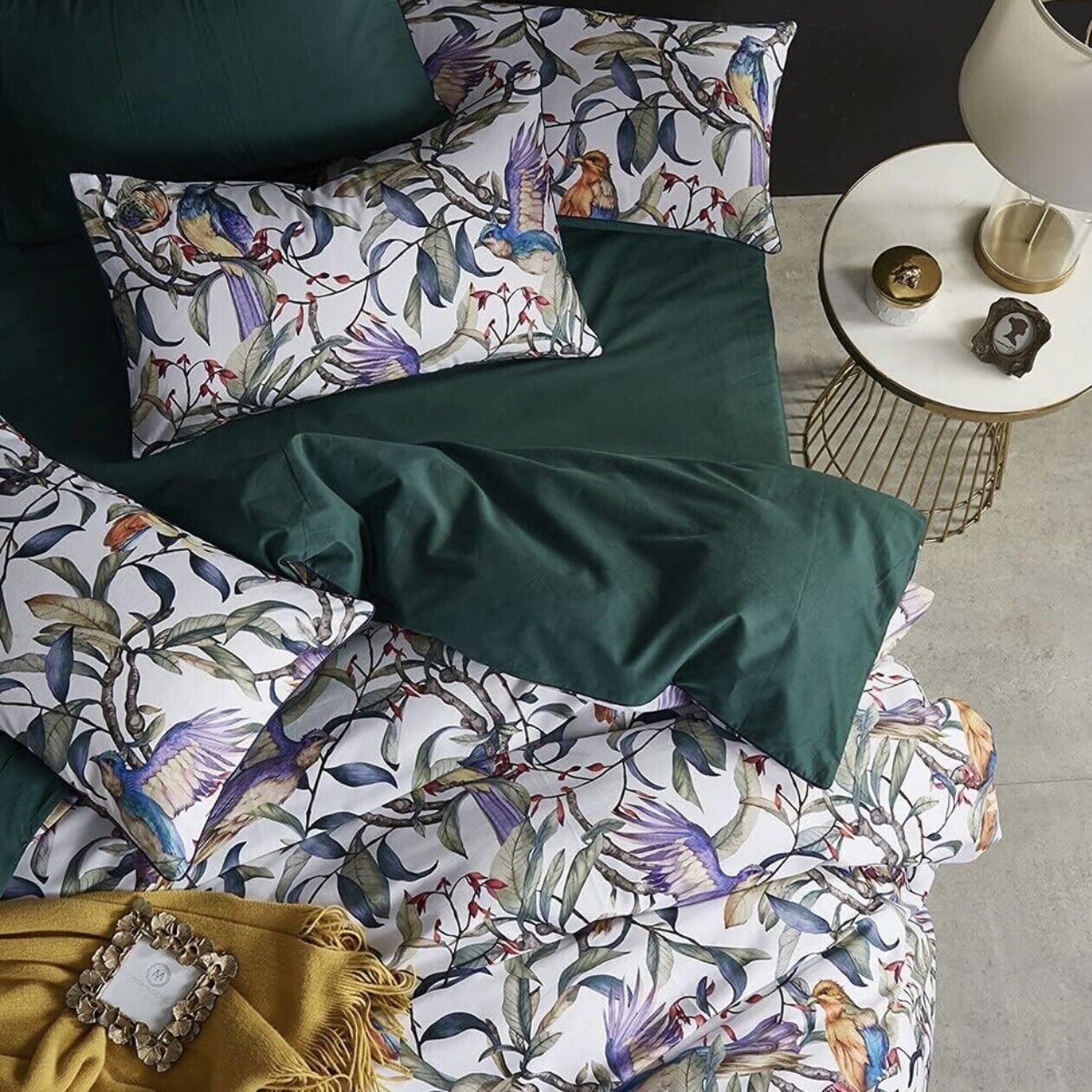 NEW Anthropologie Multicolor Botanical Boho King Bedding Duvet Sham Case Set