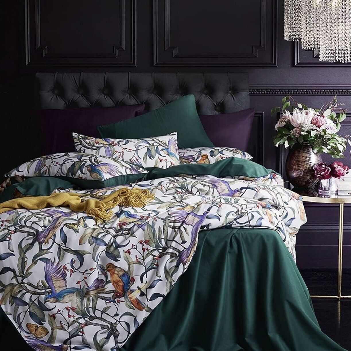 NEW Anthropologie Multicolor Botanical Boho King Bedding Duvet Sham Case Set