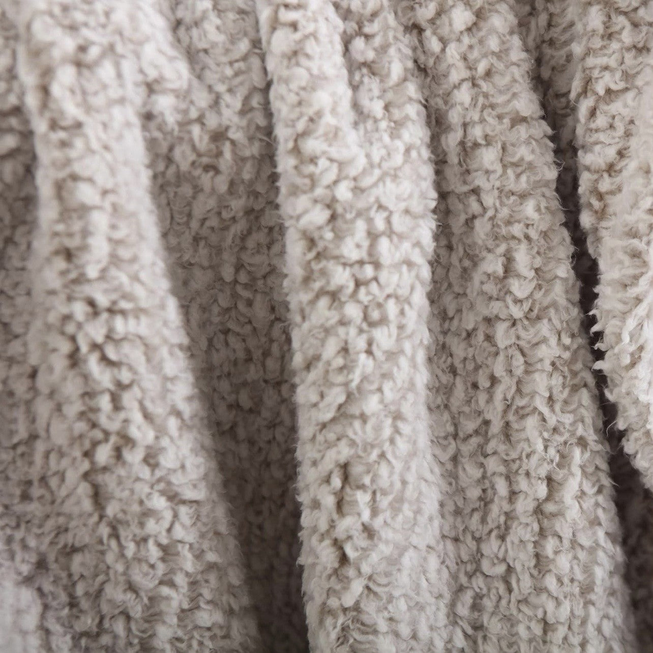 NEW West Elm Beige Sherpa Tassel Fringe Boho Cozy Knit Throw Blanket - 50" x 60"