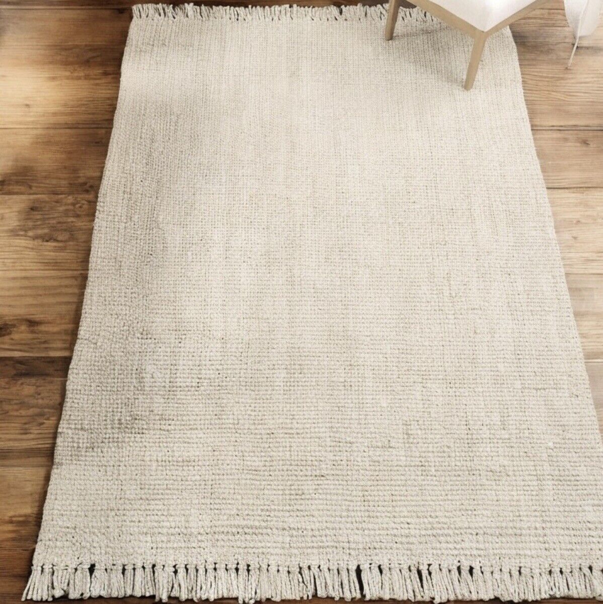 NEW West Elm White Beige Boho Jute Chunky Woven Moroccan Area Rug Carpet 6' x 9'