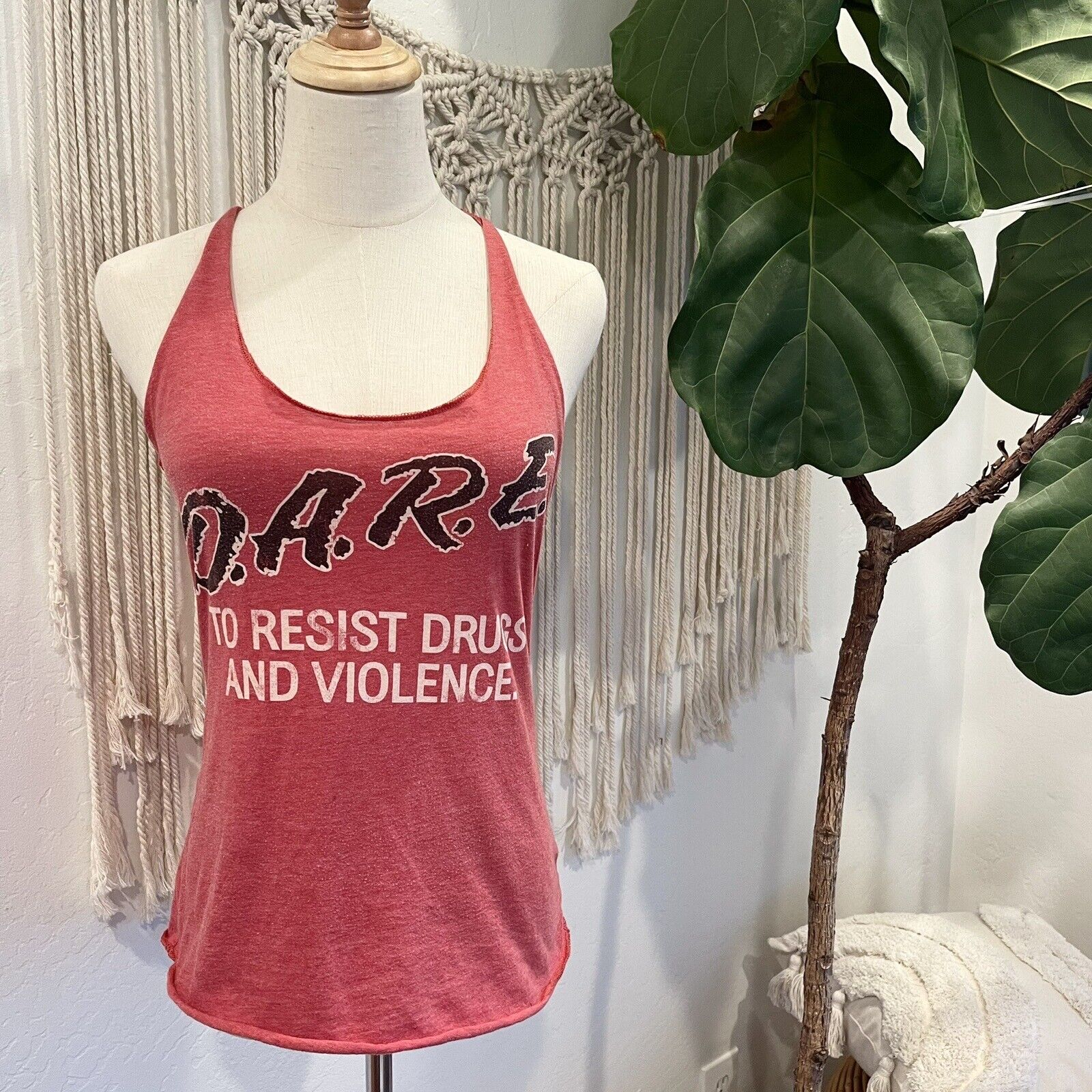 Free People | D.A.R.E  Drugs Vintage Style Racerback Tank Top Shirt - Medium