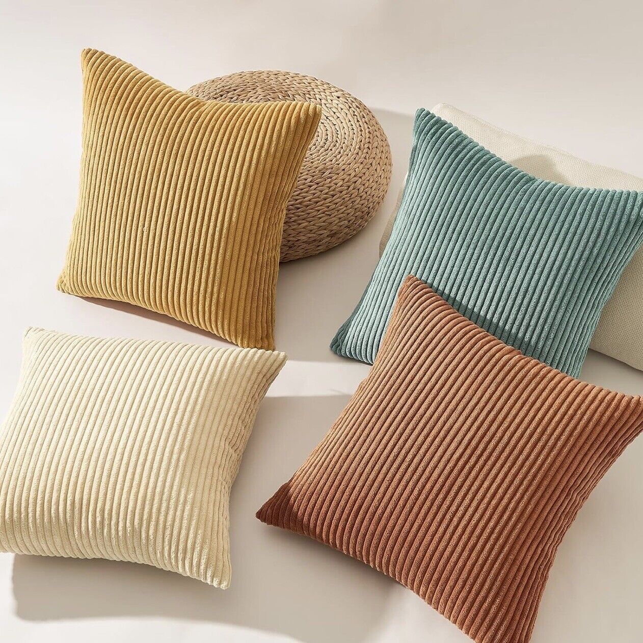 NEW West Elm (Set 4) Multicolor Velvet Corduroy Throw Pillow Cover Sham 18 x 18