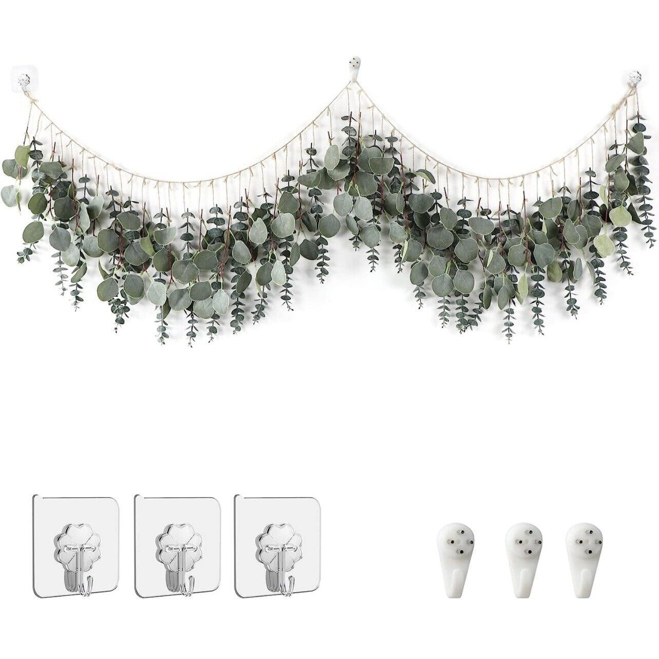 New West Elm Artificial Eucalyptus Leaves Boho Hanging Floral Garland - 5.5'