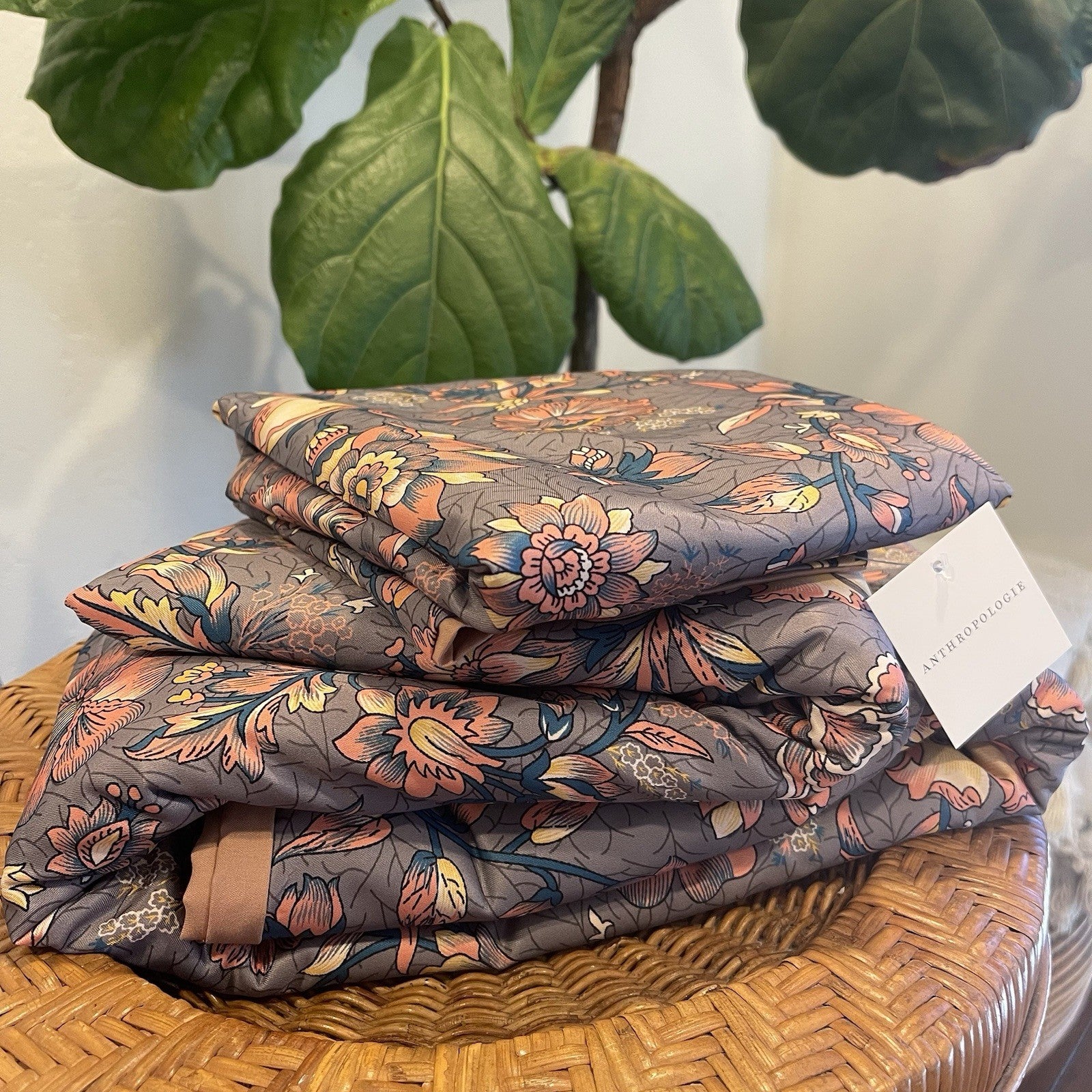 NEW Anthropologie Purple Floral Boho Queen Bedding Duvet Floral Sham Set