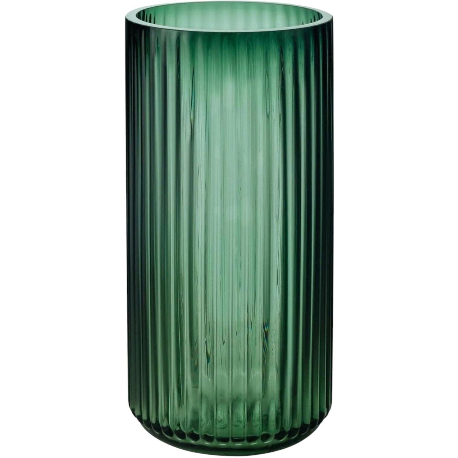 NEW West Elm Green Glass Large Boho Ribbed Cylinder Flower Vase Planter Decor