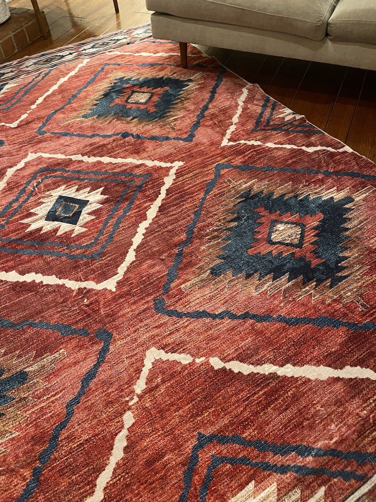 NEW West Elm Red Moroccan Boho Tribal Washable Low Pile Area Rug Carpet 8' x 10'