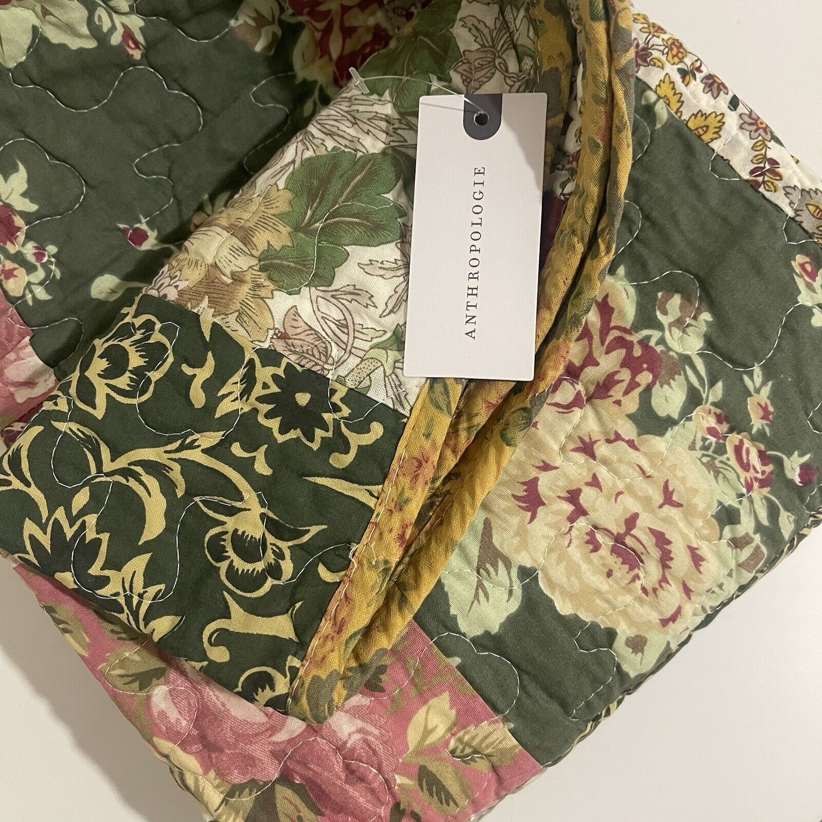 NEW Anthropologie Boho Floral Throw Blanket Bedspread Quilt Bedding - 50" x 60"