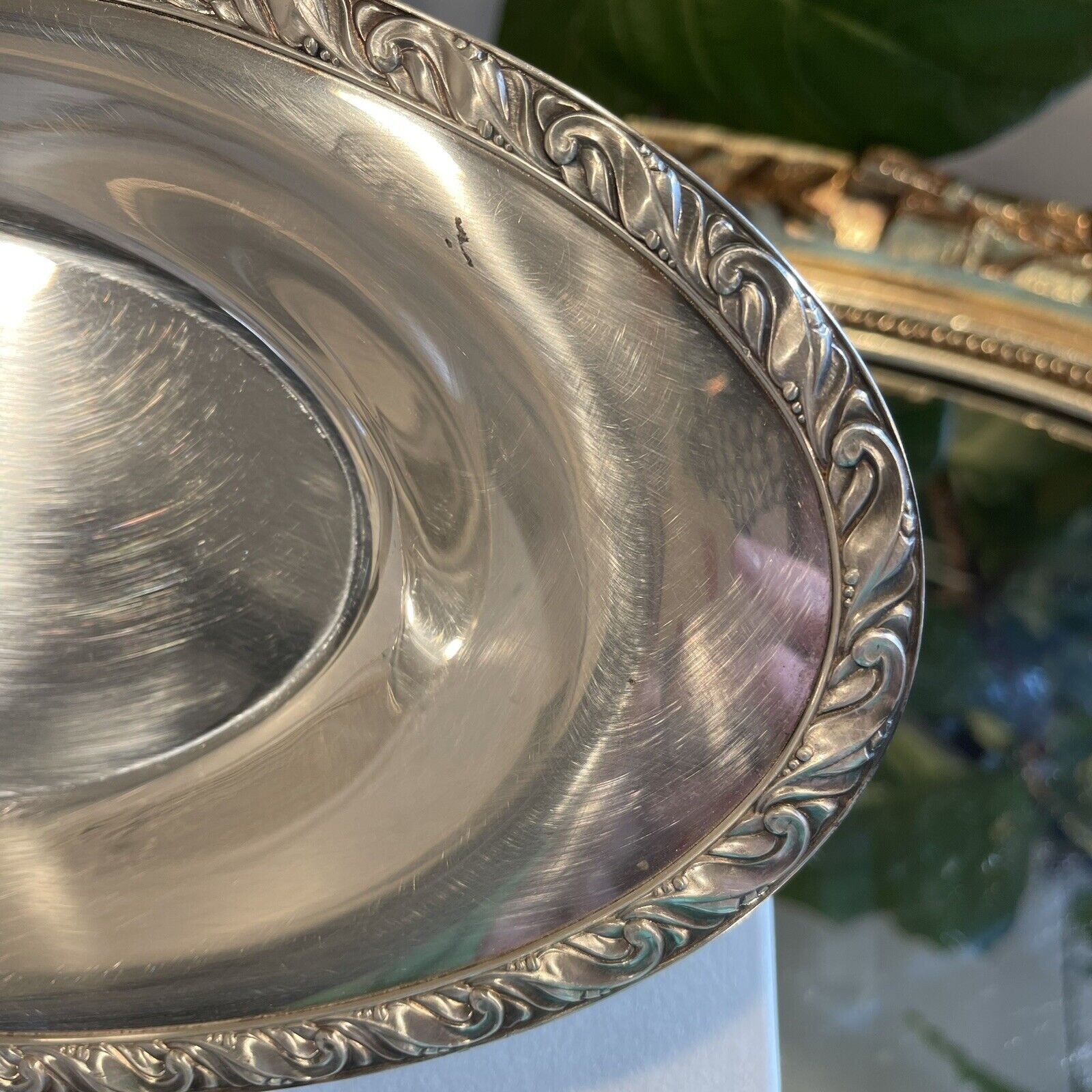 Vintage Large Silver Plate Serving Tray Dish Bowl Antique c. 1912 - 14" Long