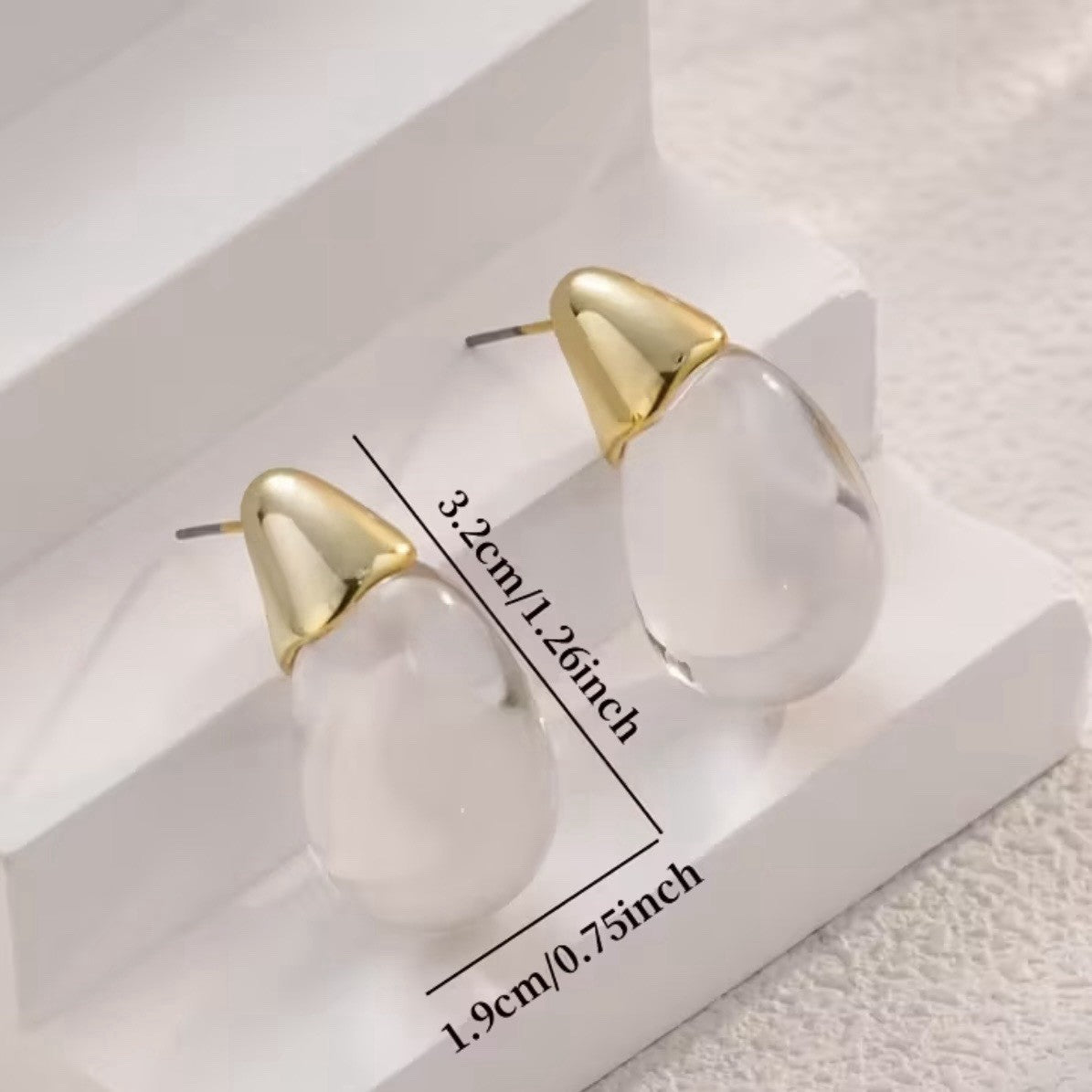 NEW Anthropologie Brown Resin & Gold Plated Chunky Hoop Dangle Earrings Jewelry