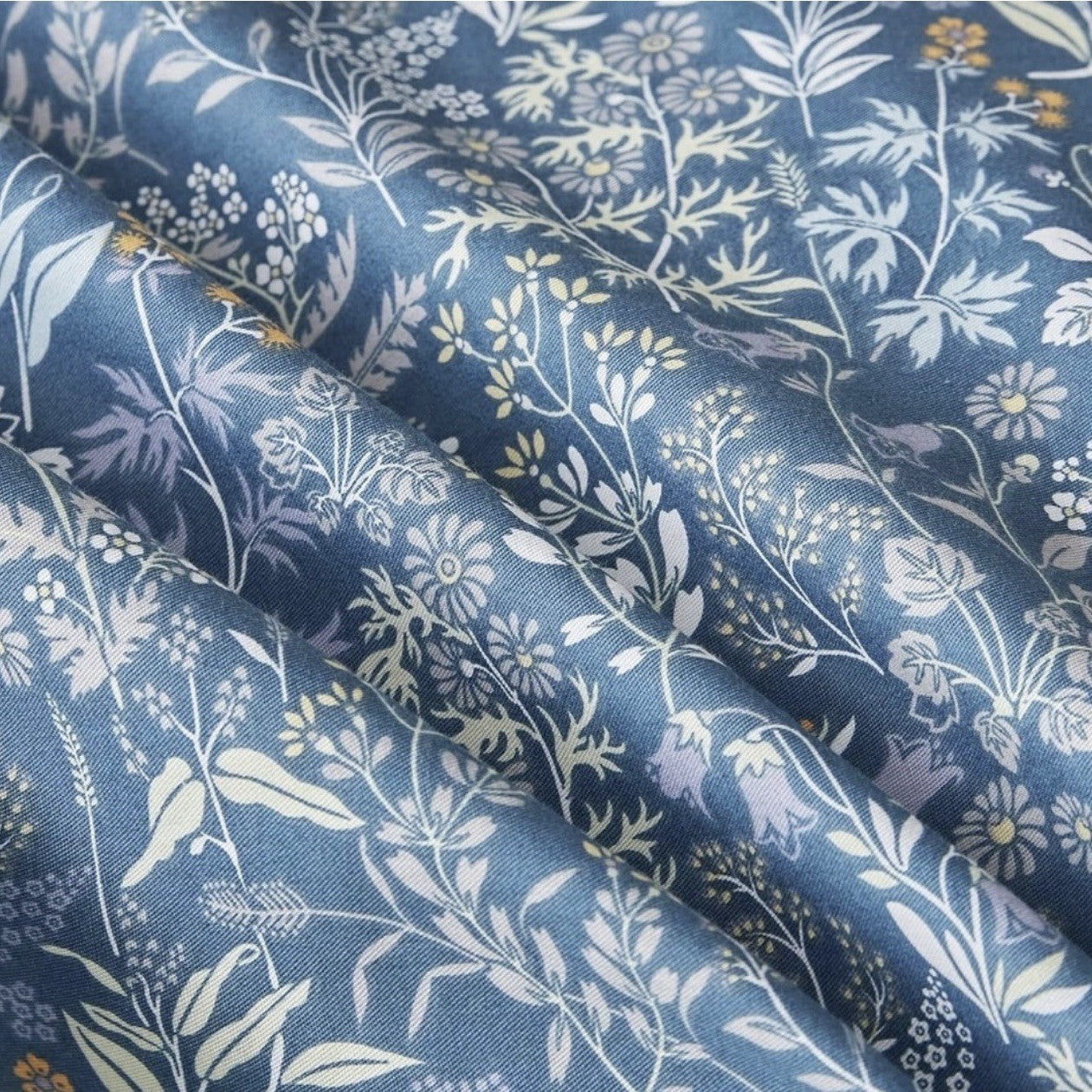 NEW Anthro Blue Yellow Floral Boho Ruffle Queen King Size Bedding Duvet Sham Set