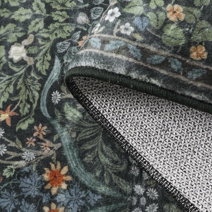 NEW Anthro Green Retro Floral Boho Washable Multicolor Area Rug Carpet - 5' x 7'