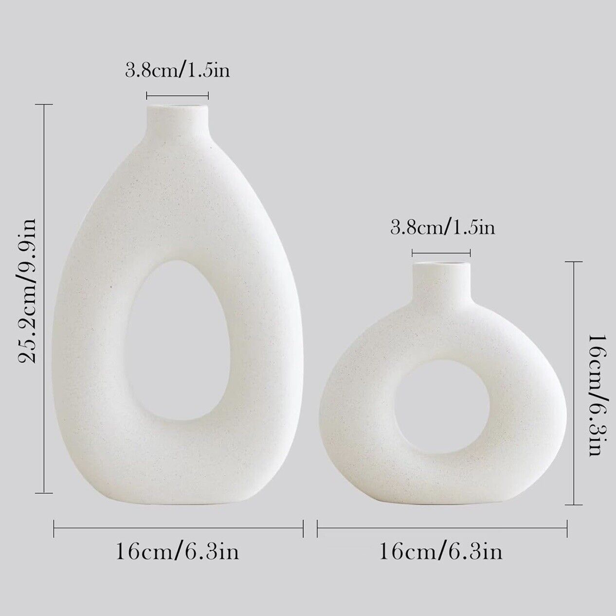 NEW West Elm (Set 2) Large White Abstract Boho Ceramic Boho Flower Vase Vases