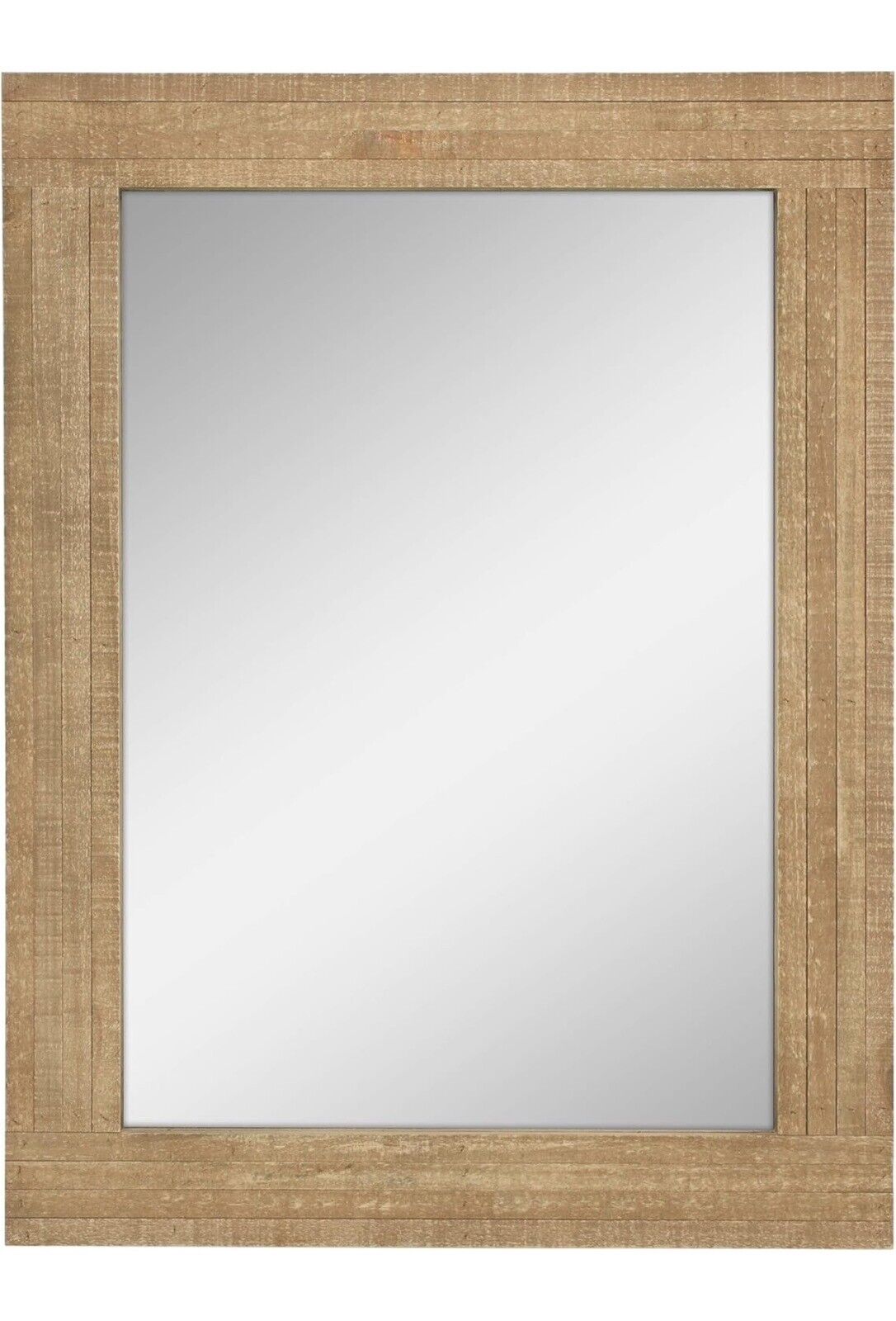 New Pottery Barn Large Boho Rustic Rectangular Wood Frame Wall Mirror 24" x 18”