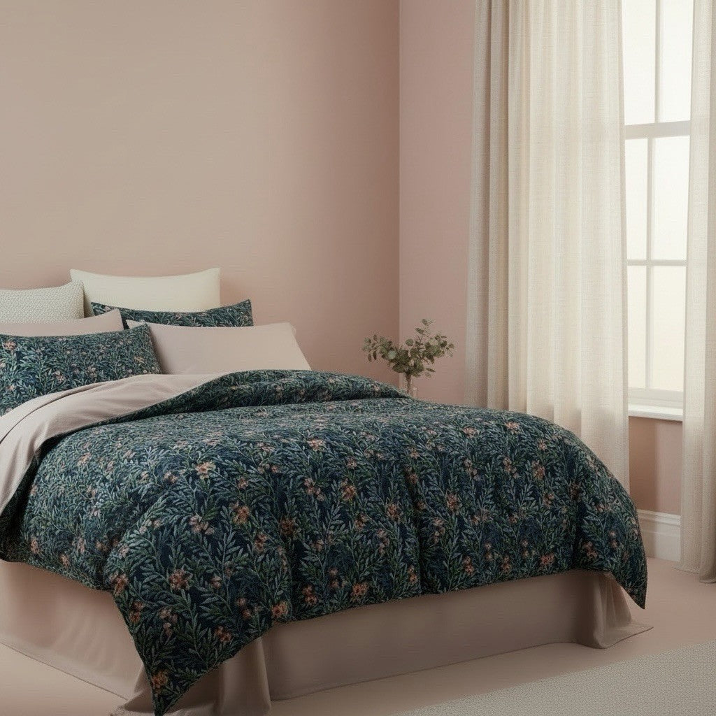 NEW Anthropologie Blue Paisley Boho Queen Bedding Duvet Floral Sham Case Set