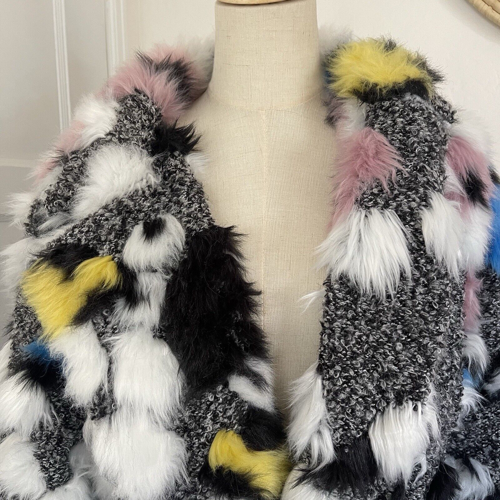 Hutch “The Kat” Faux Fur Pom Pom Colorful Boho Coat Jacket Parka Size Large / XL