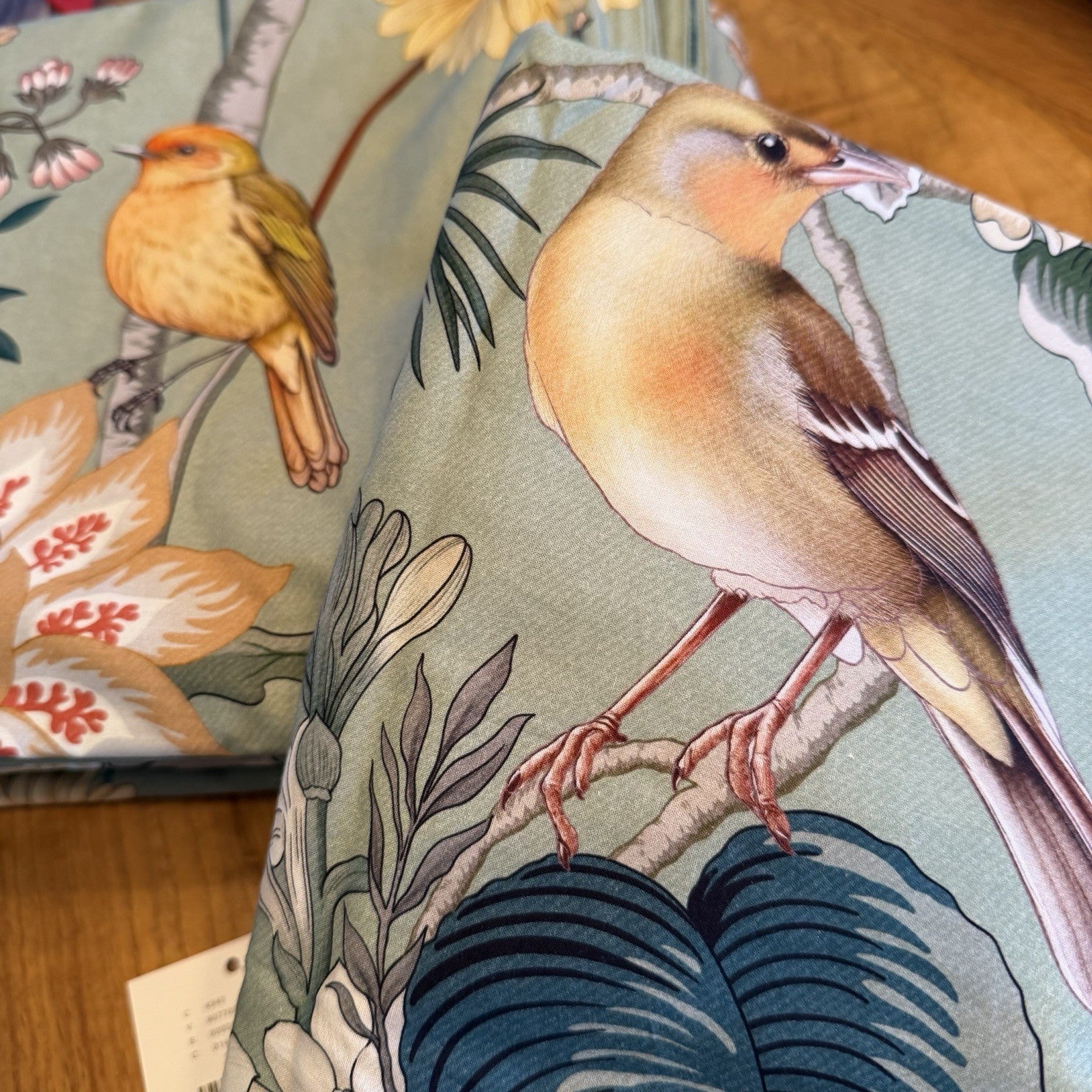 NEW Anthro Green Floral Bird Boho Cotton Queen King Size Bedding Duvet Sham Set